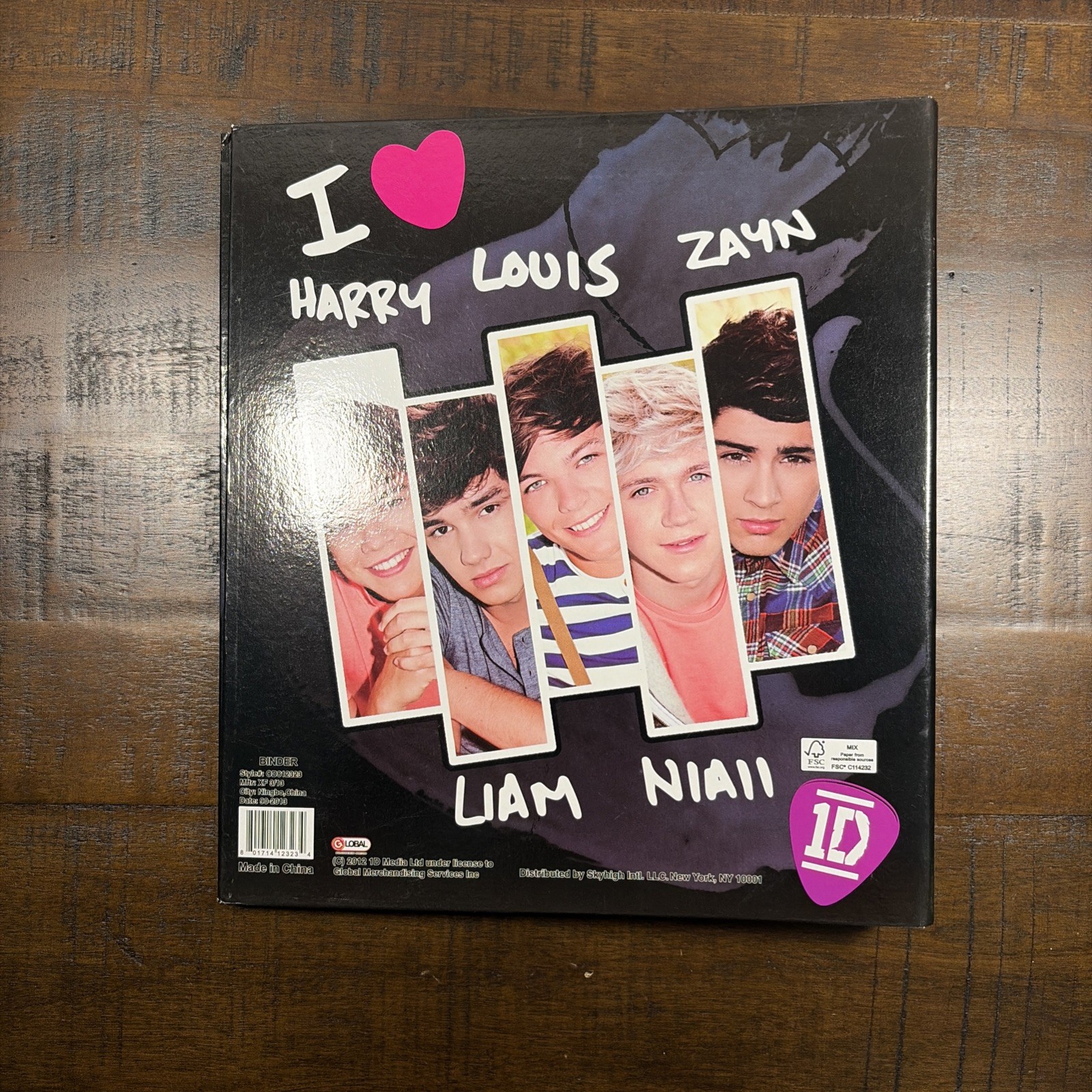One Direction Lobal Binder “I ❤️ Harry Louis Liam Niall Zayn” 2012 USED