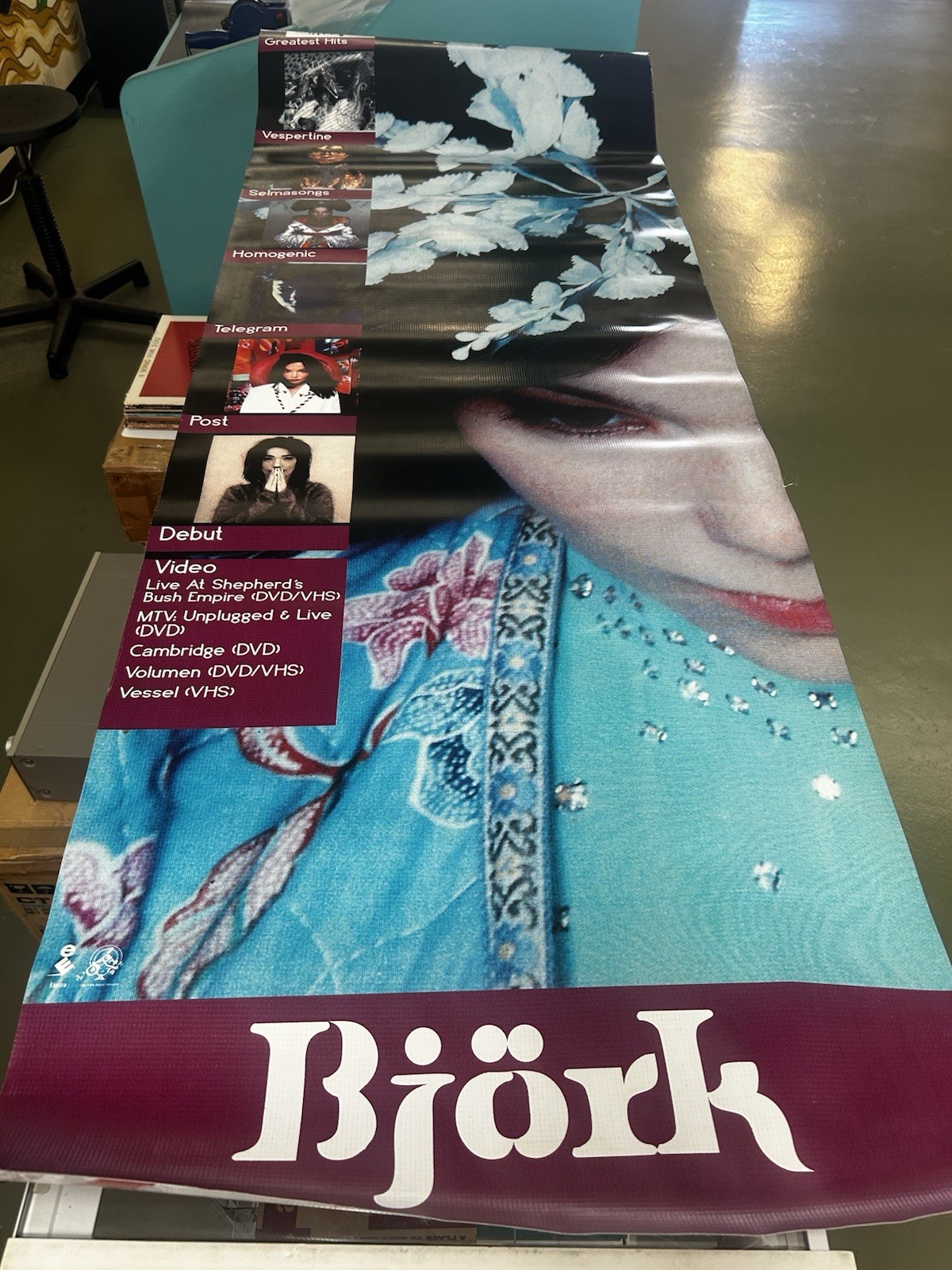 Bjork Greatest Hits album 2-sided Promo store Vinyl banner 6×2 feet Rare