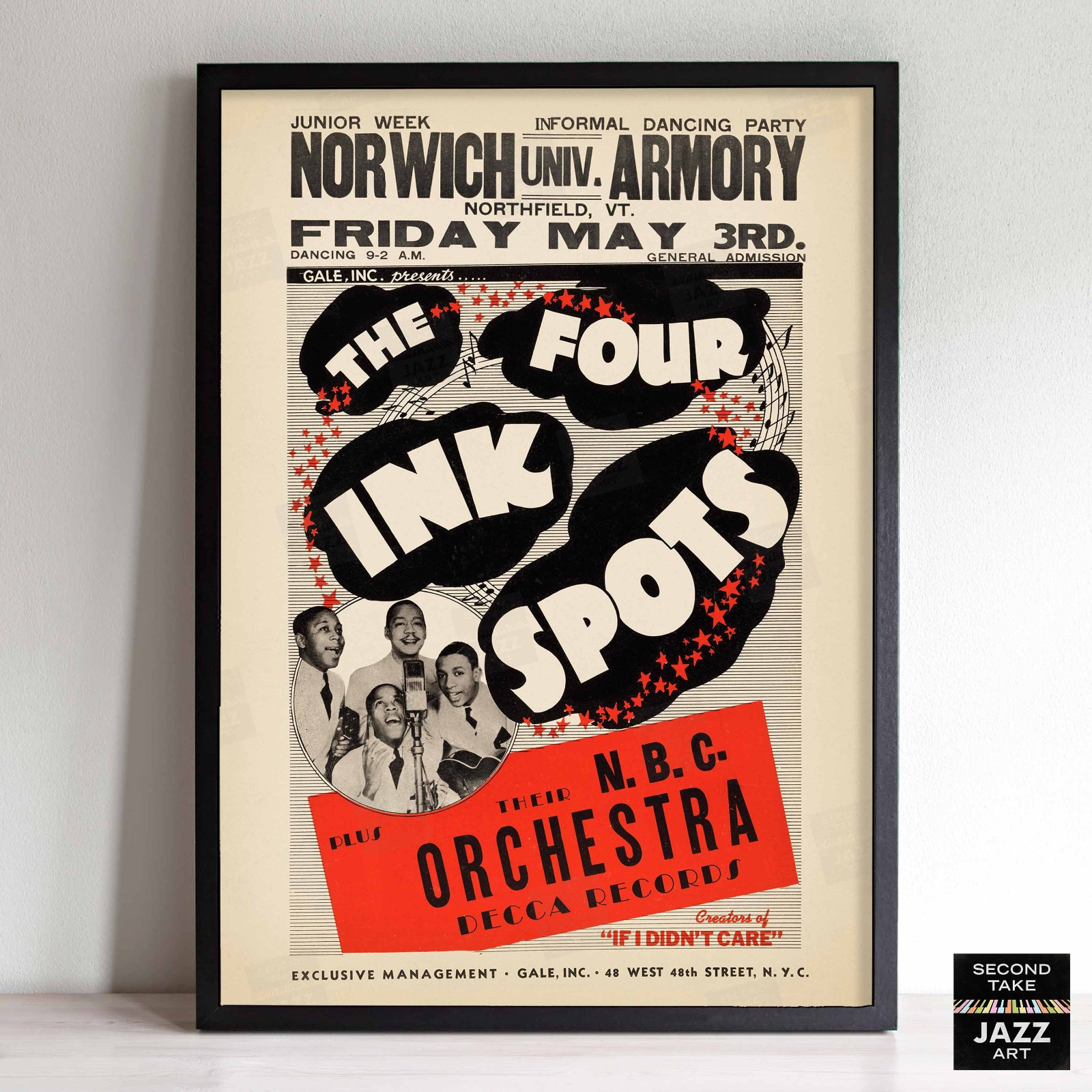 Ink Spots jazz poster – Norwich Armory – Northfield, VT – 1946