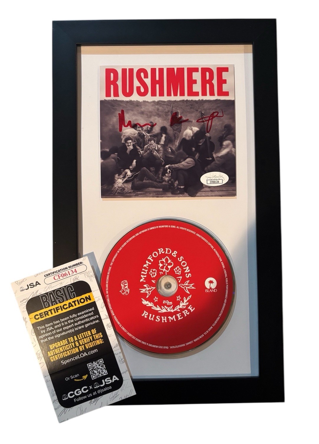 MUMFORD & SONS RUSHMERE Signed CD Framed Display and JSA COA Marcus +2