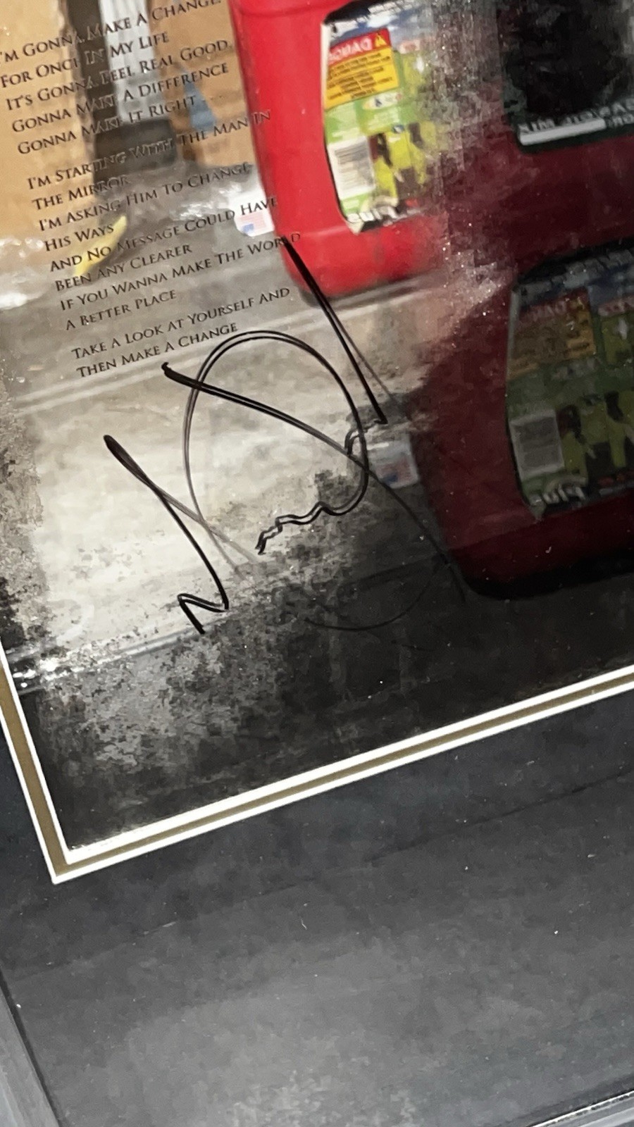 Michael Jackson Signed Autographed Mirror With Fedora Hat & frame Global Authent
