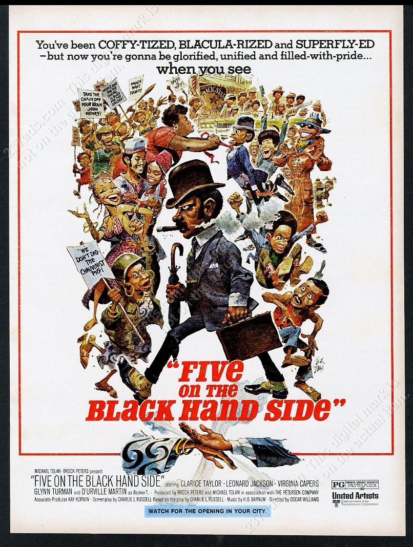 1974 Five on the Black Hand Side movie release Jack Davis art vintage print ad