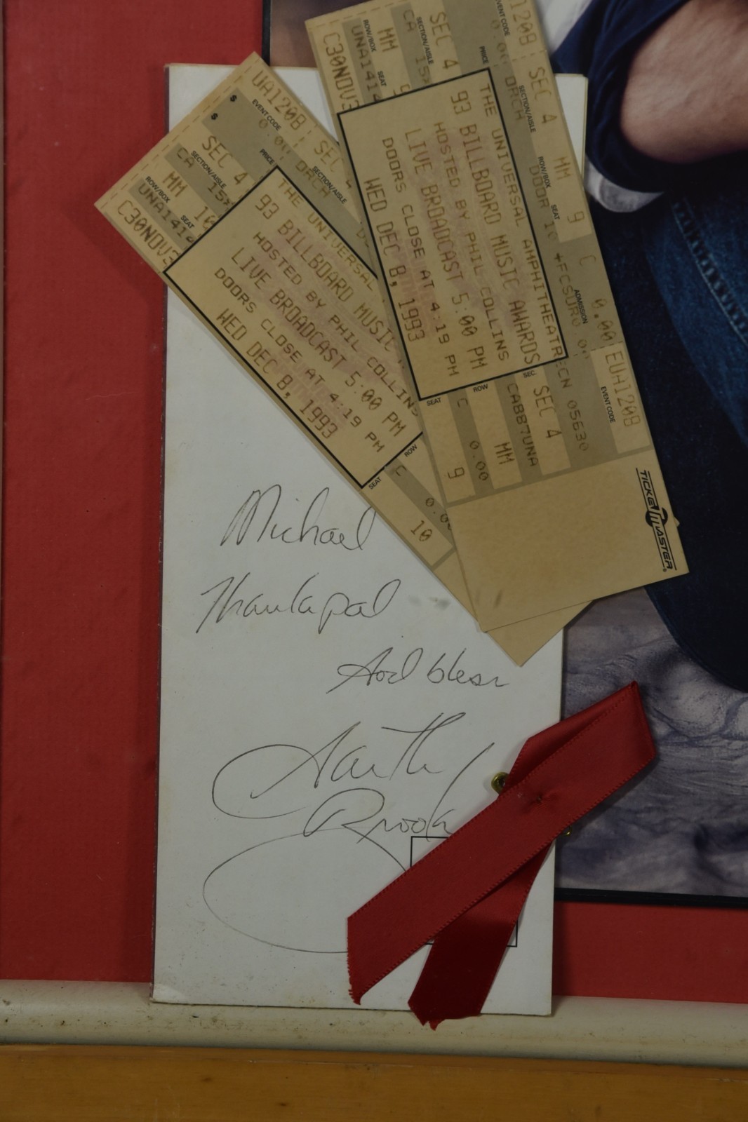 Garth Brooks Autograph Shadow Box Art Billboard Music Awards 1993 Talent Guest