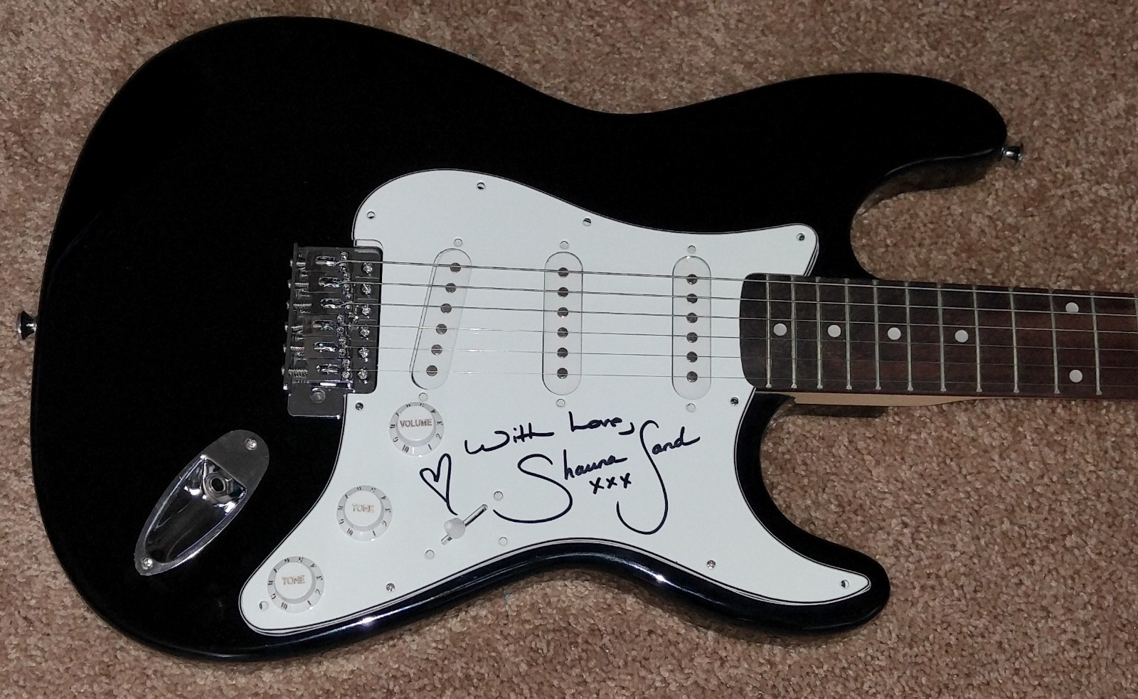 SHAUNA SAND SIGNED GUITAR PLAYBOY PLAYMATE PORN STAR MODEL AIR AMERICA RENEGADE