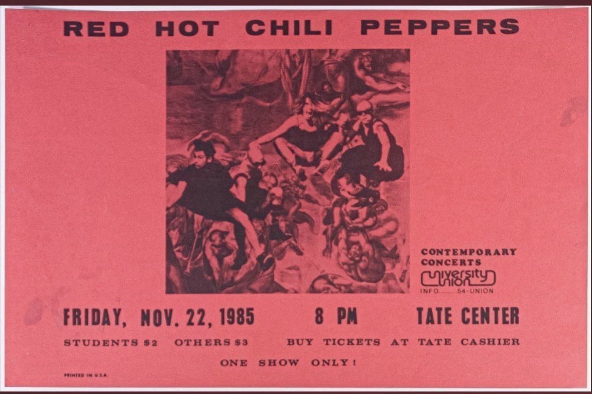 Red Hot Chili Peppers Concert Poster 1985 Tate Center UGA Athens Scarce Original