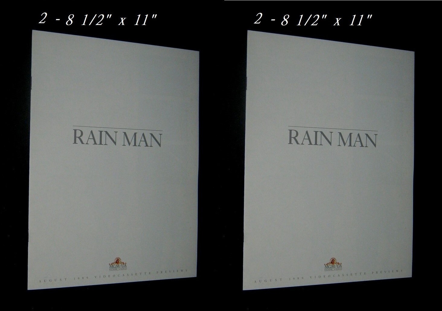 Original RAIN MAN Intricate Video Release Press Kit TOM CRUISE DUSTIN HOFFMAN