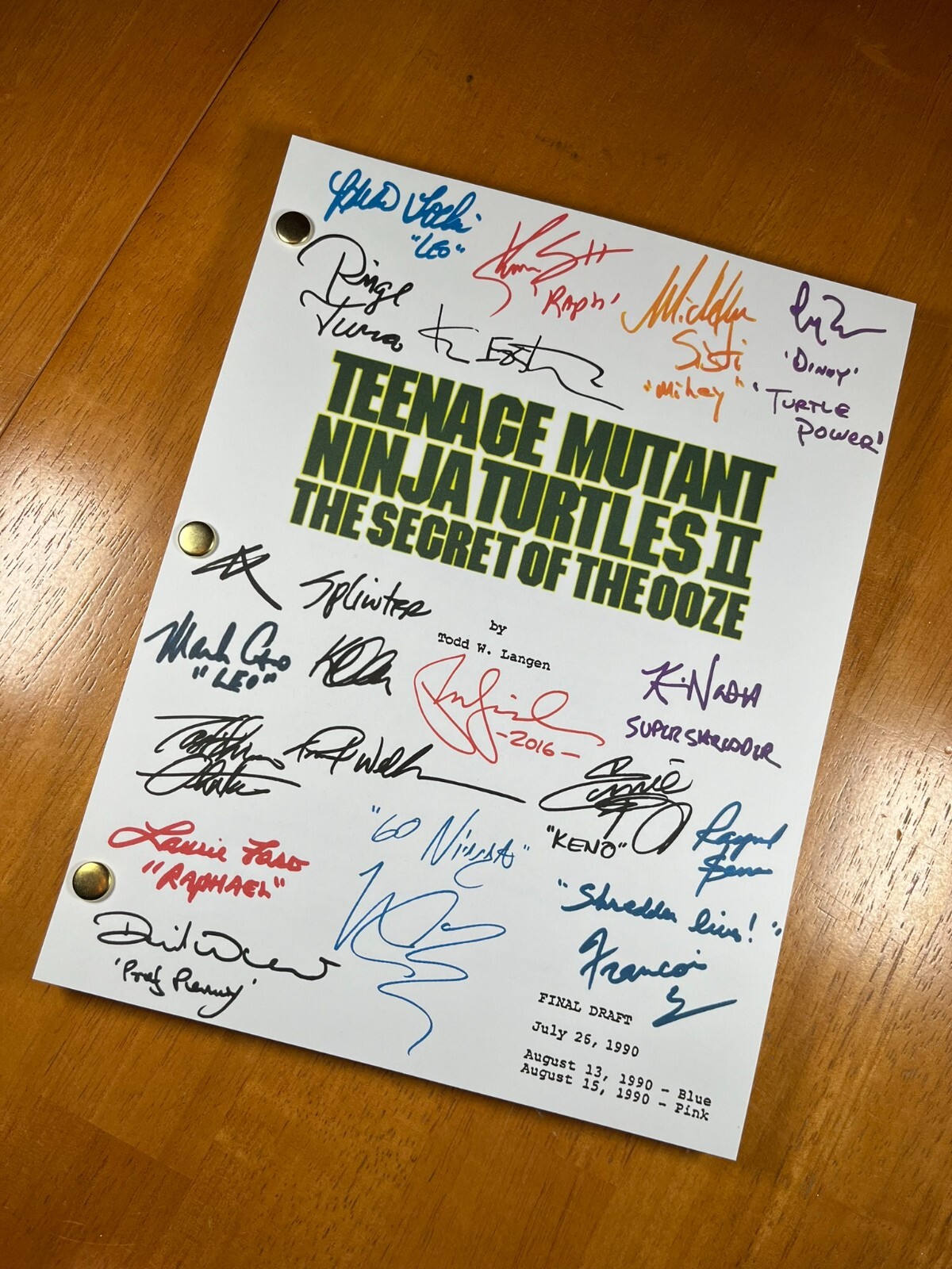 Teenage Mutant Ninja Turtles Trilogy Scripts Signed- Autograph Reprints- TMNT