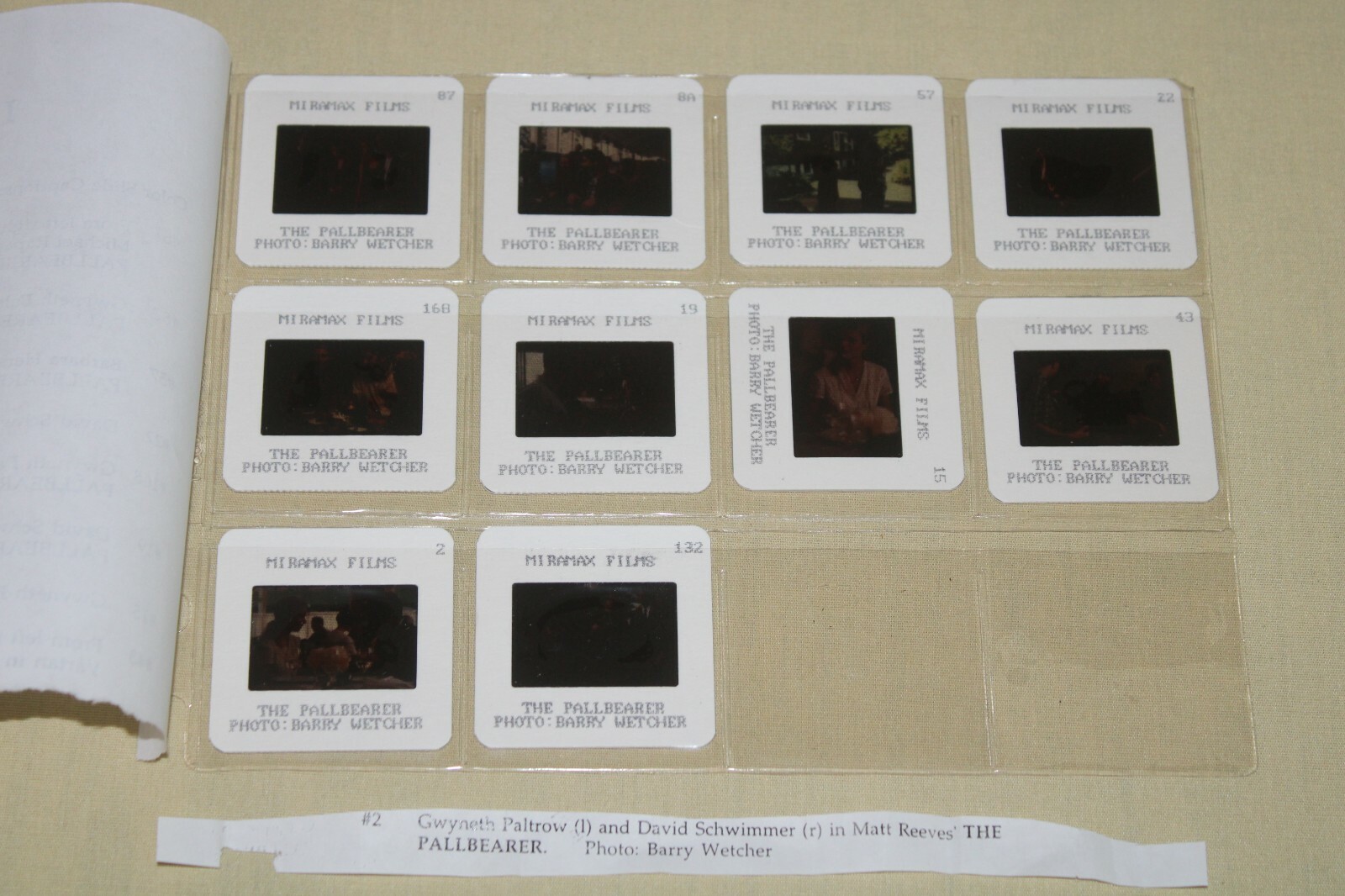 THE PALLBEARER – 10 press kit slides David Schwimmer Gwyneth Paltrow B Hershey