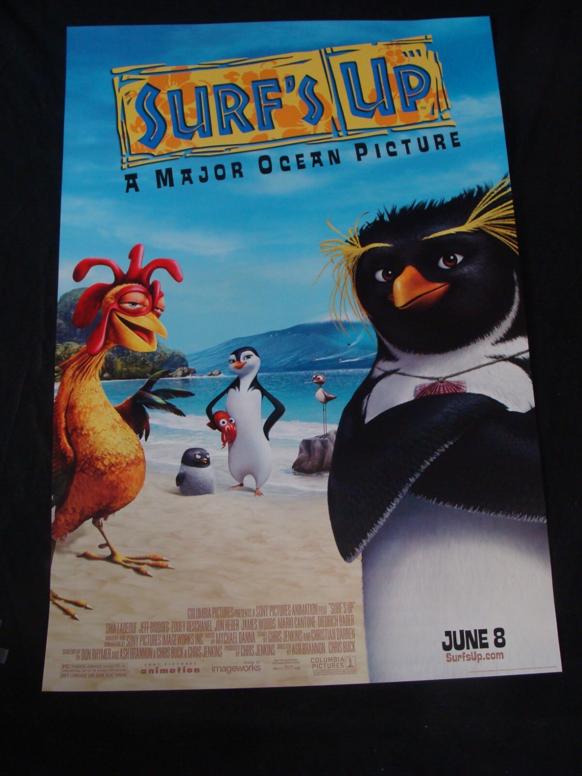 SURFS UP movie poster JEFF BRIDGES ZOEY DESHANEL Original One sheet 27×40 2007