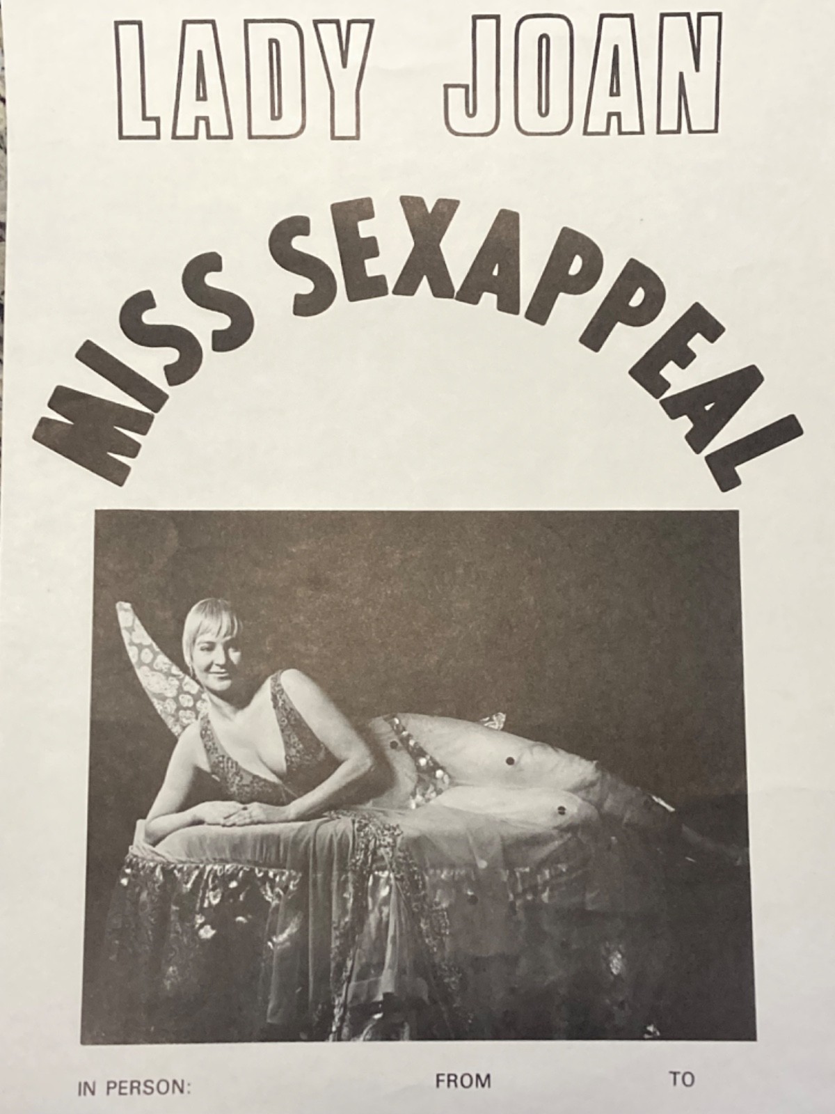 ~19×12 Lady Joan “Miss Sex Appeal” Strip Club Marquee Poster – Burlesque Vintage