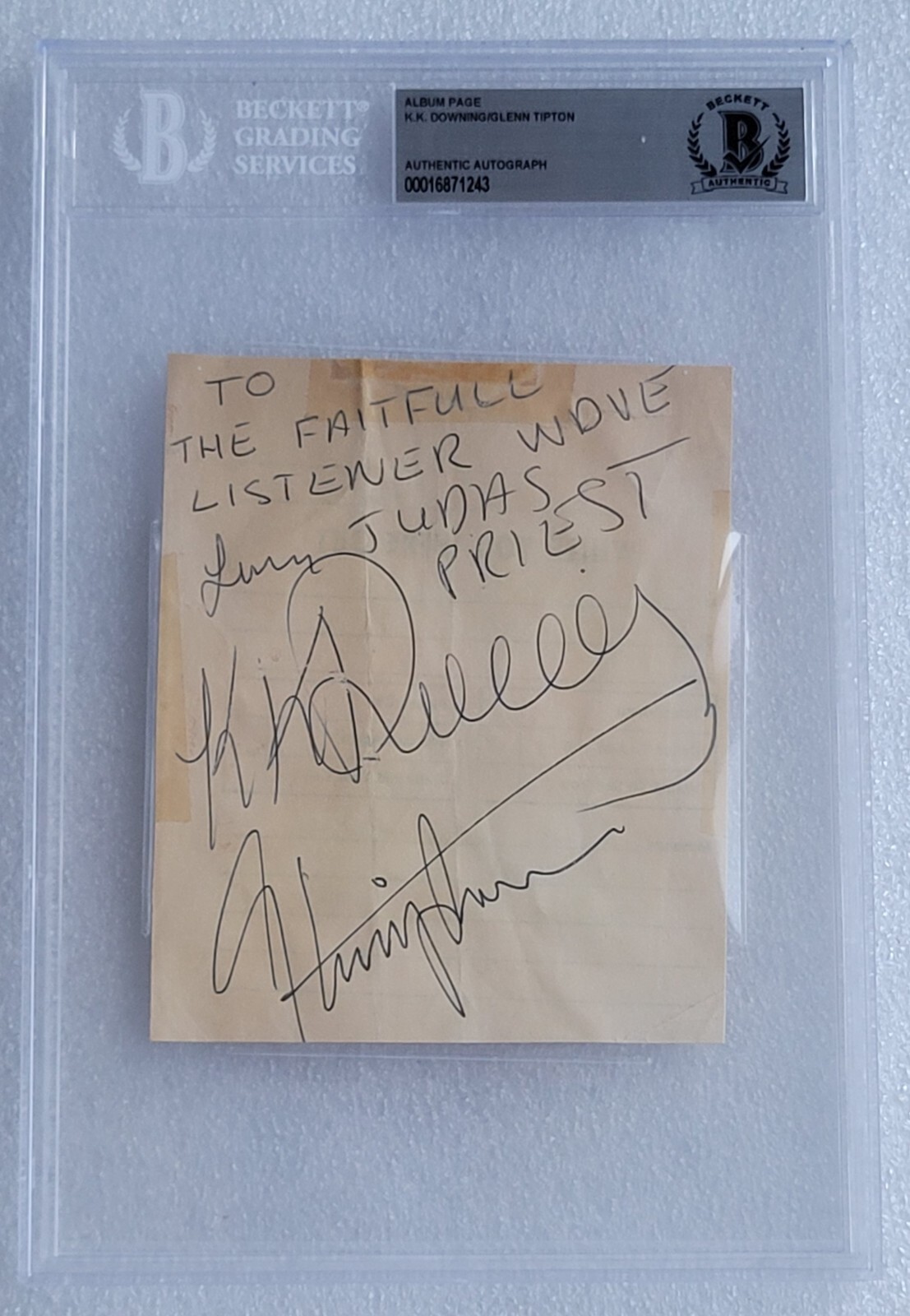JUDAS PRIEST KK DOWNING GLENN TIPTON BAS BECKETT COA SLABBED SIGNED AUTOGRAPHED