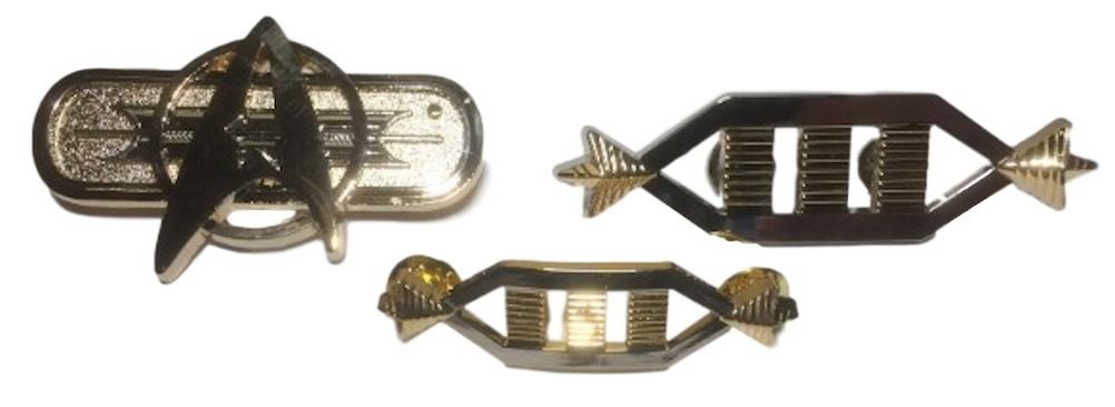 Star Trek Original Movie Chest, Captain Shoulder, and Captain Sleeve Pin Set