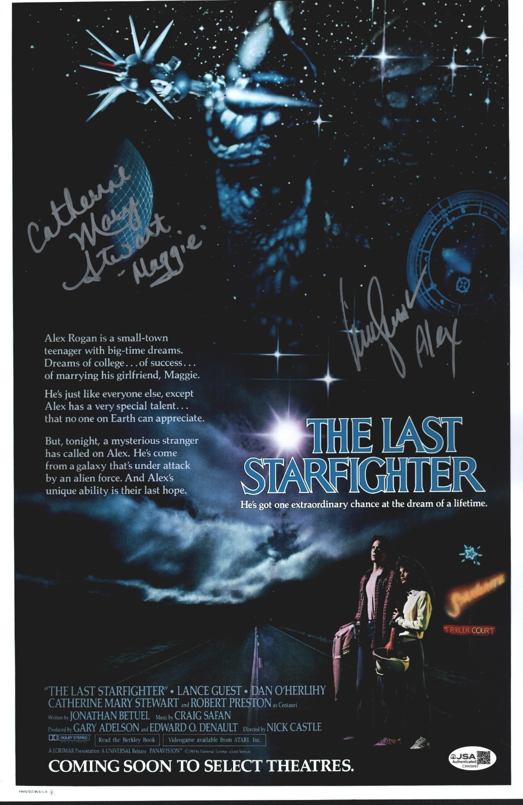 LANCE GUEST + 1 Signed THE LAST STARFIGHTER 11X17 Photo ALEX Autograph JSA COA