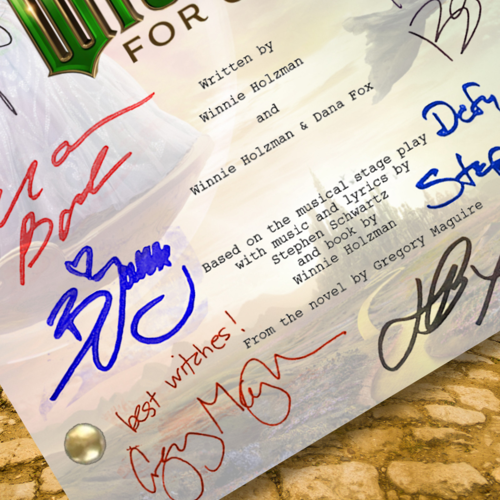 Wicked For Good Script Signed, Autograph Reprints, Ariana Grande, Cynthia Erivo