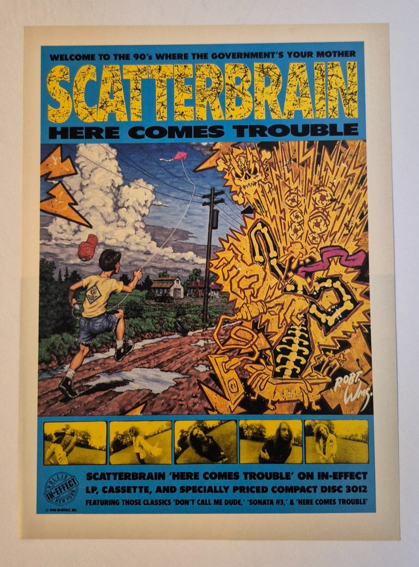 SCATTERBRAIN “Here Comes Trouble” color ~ Vintage Magazine Print/Promo Ad 1990