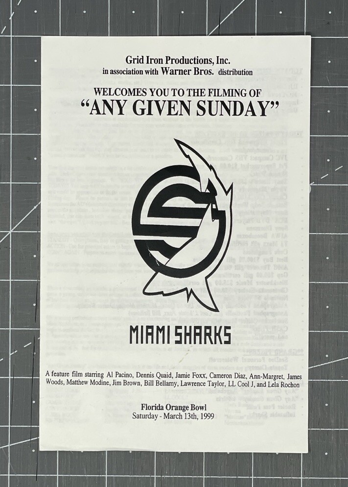 Any Given Sunday – Miami Shoot Day Program Guide 1999 – Pacino