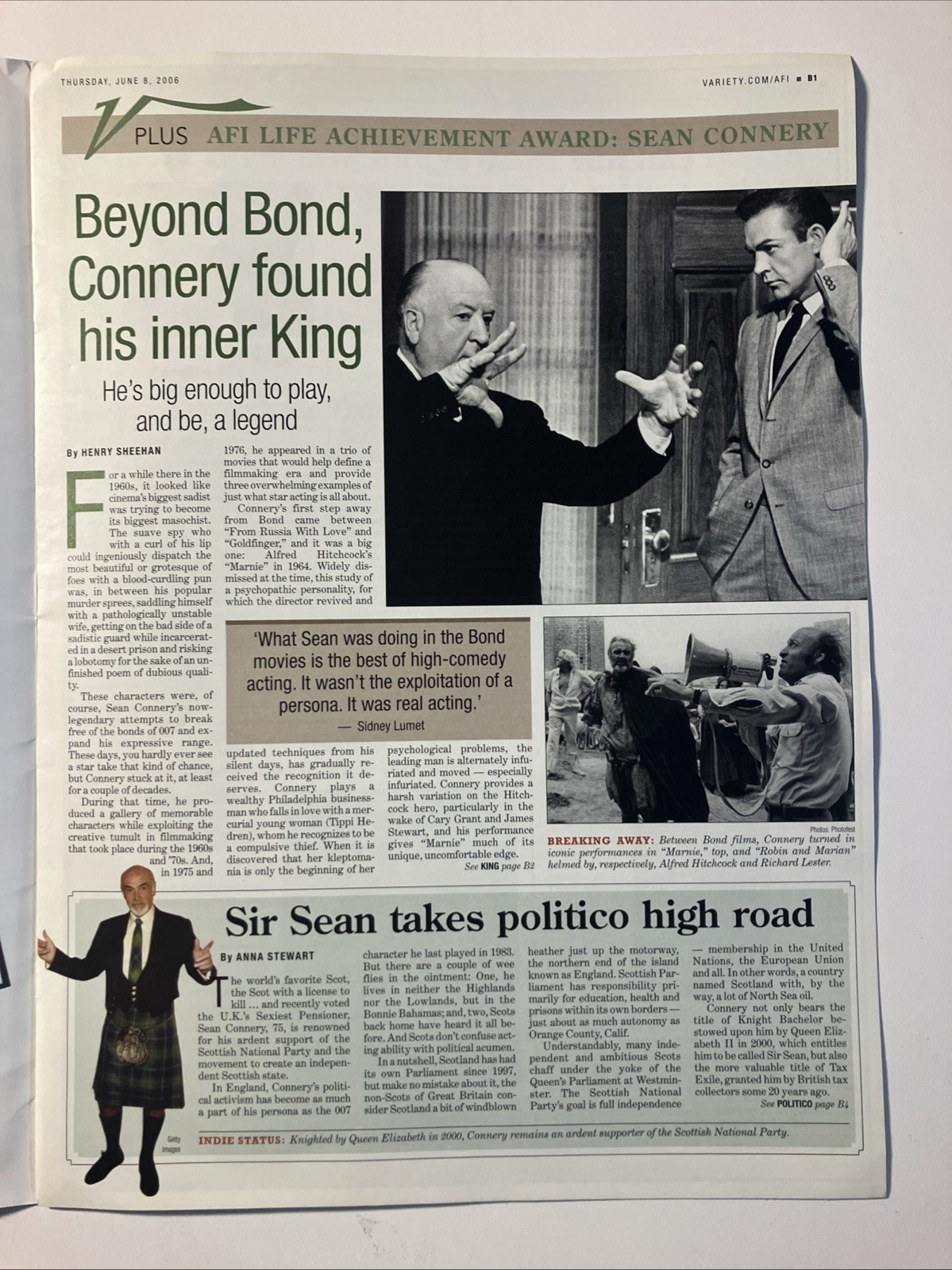 2006 Tribute To Sean Connery AFI Life Achievement Award Daily Variety Promo