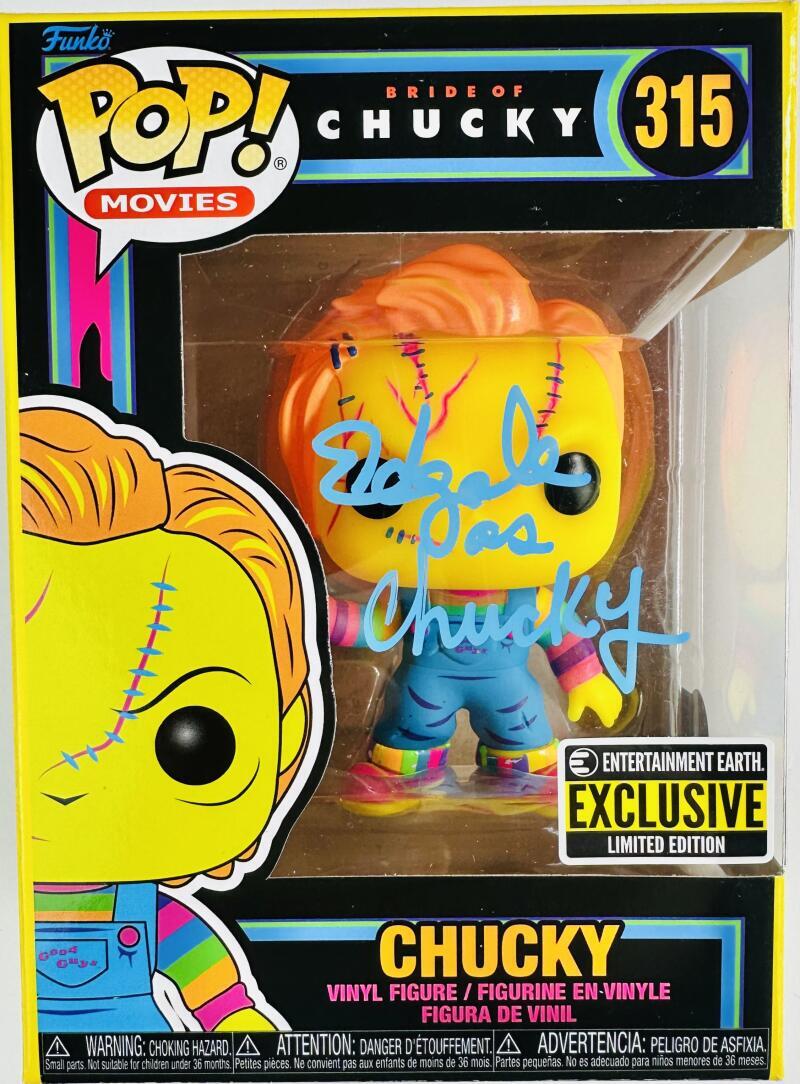 ED GALE SIGNED CHUCKY BLACK LIGHT FUNKO POP VINYL 315 CHILDS PLAY HORROR BAS 632