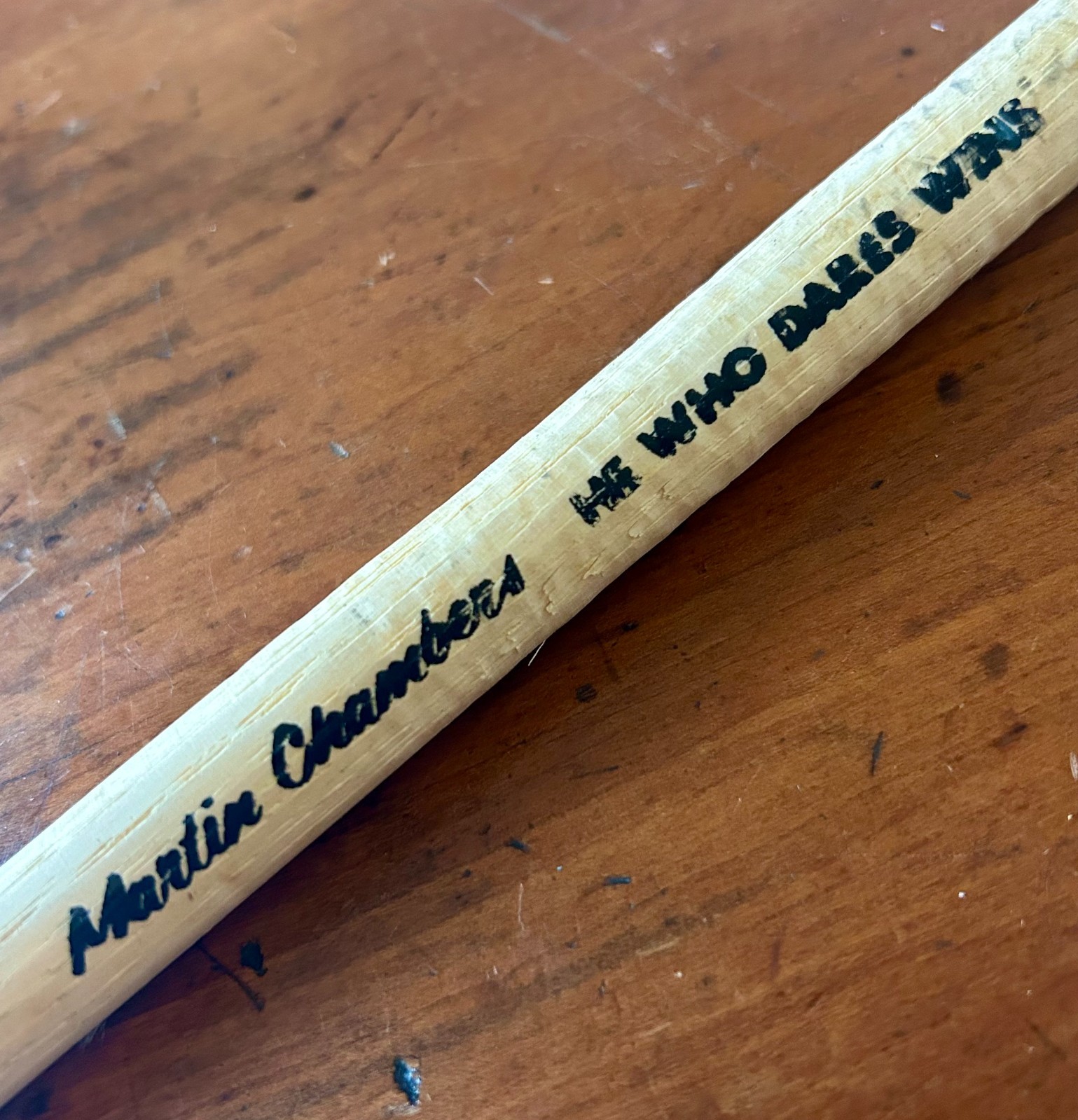Vintage 1981 Martin Chambers /vThe Pretenders used drumstick -He Who Dares Wins