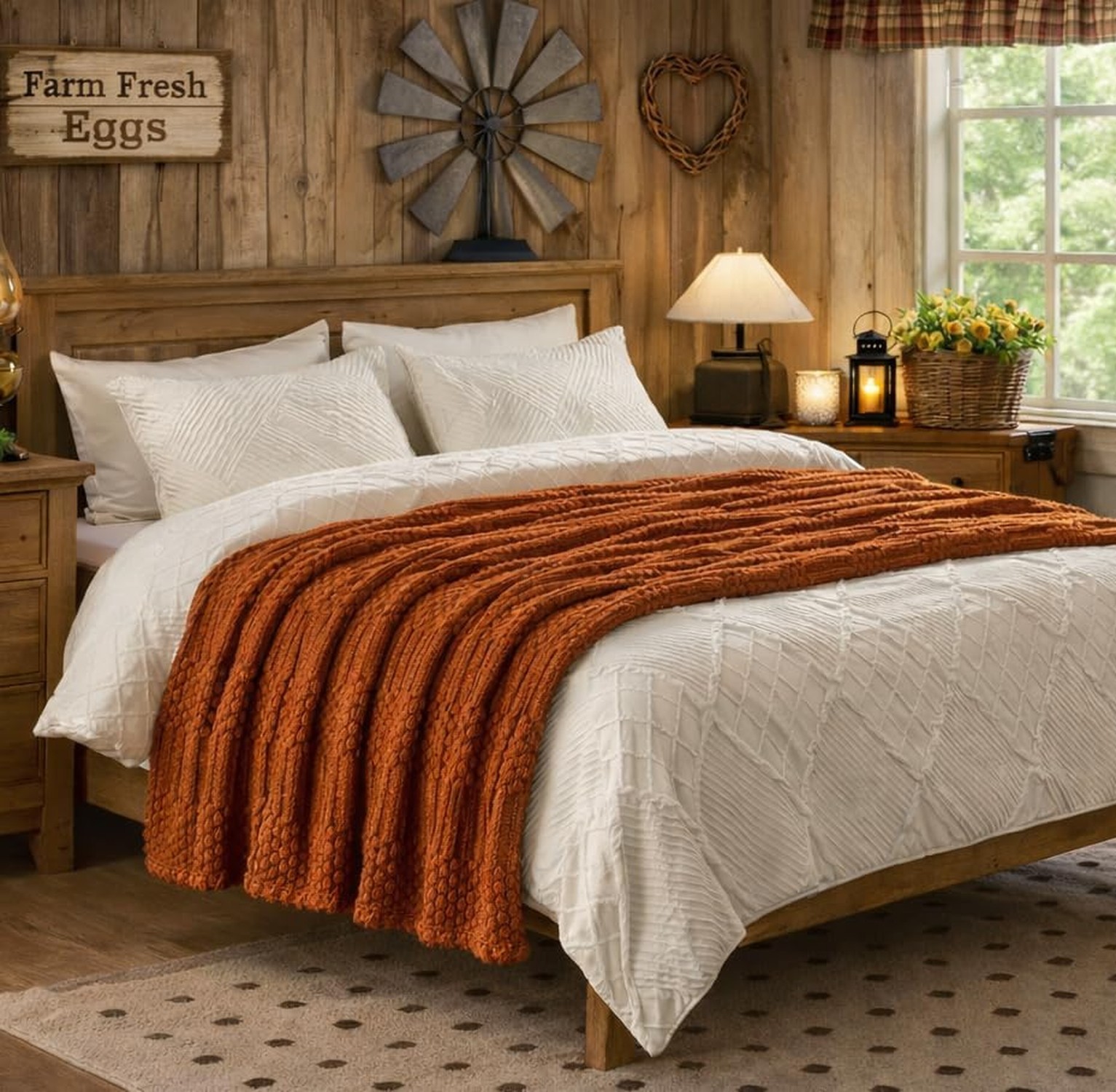 Rust Throw Blanket – Soft & Fluffy Fleece, Cute & Aesthetic, Perfect for Sofa…