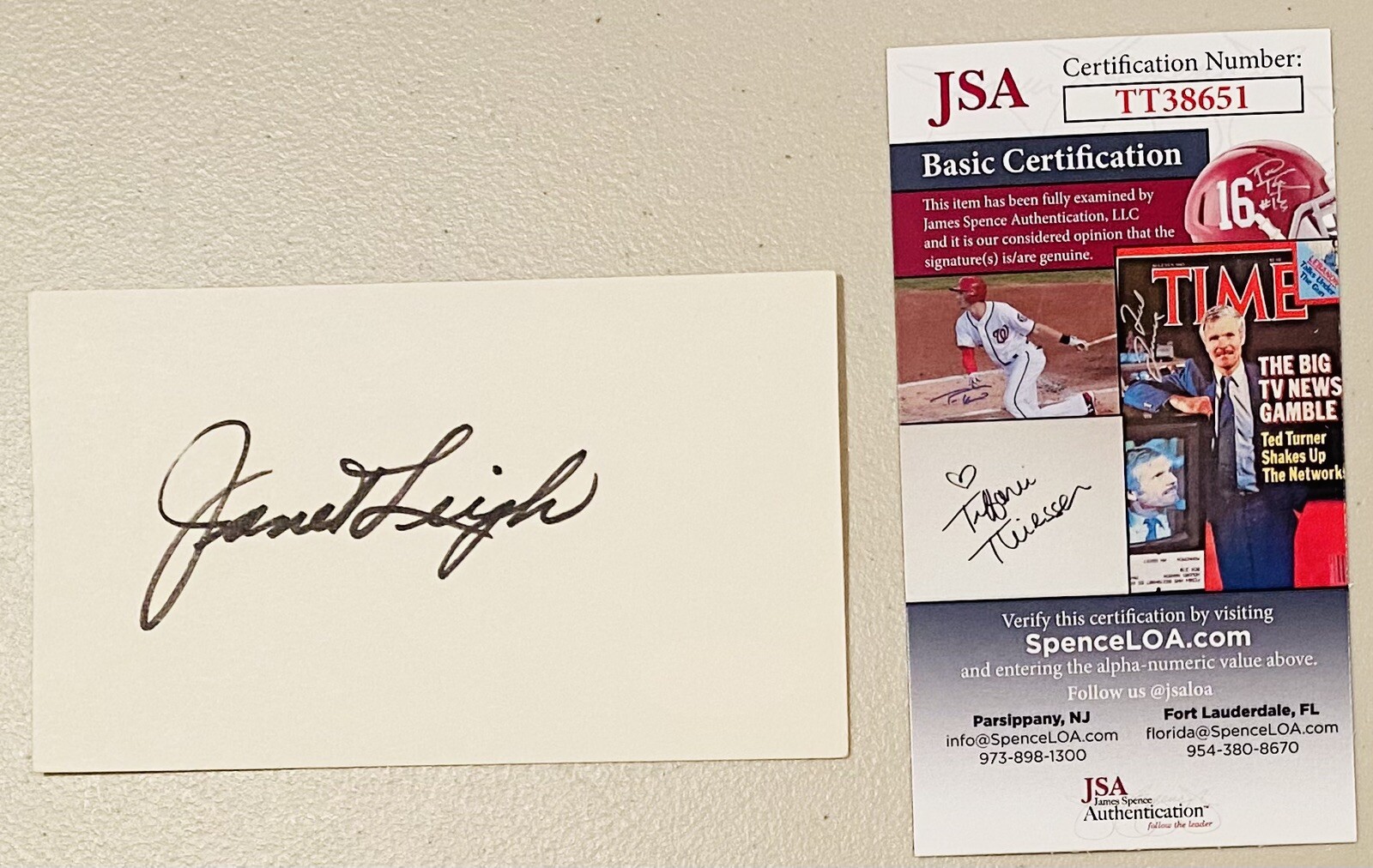 Janet Leigh Signed Autographed 3×5 Card JSA Certified Psycho 2