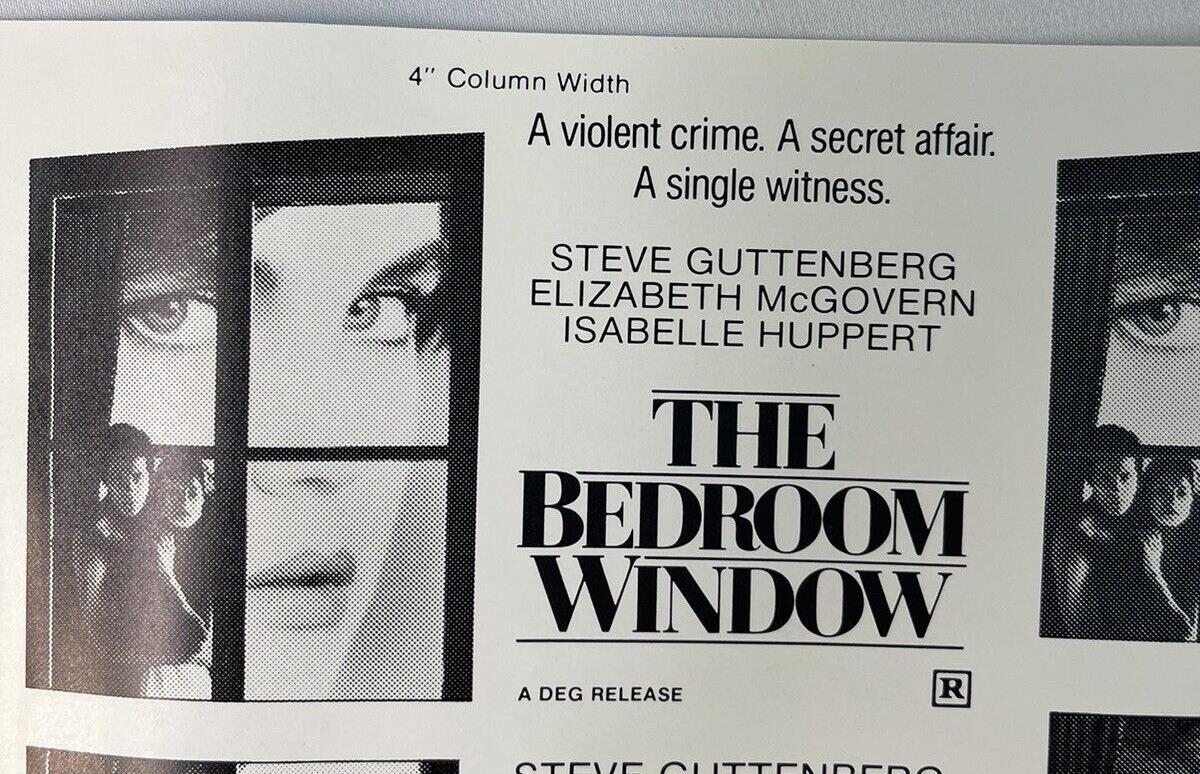 THE BEDROOM WINDOW Movie Mini Ad Sheet Vintage Promo Advertising Poster Clip Art