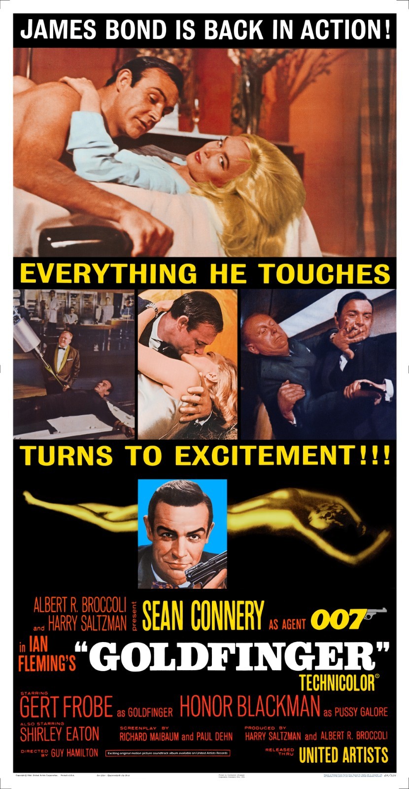 GOLDFINGER (1964) HUGE – 41″x79″ – Sean Connery JAMES BOND movie poster – RARE!