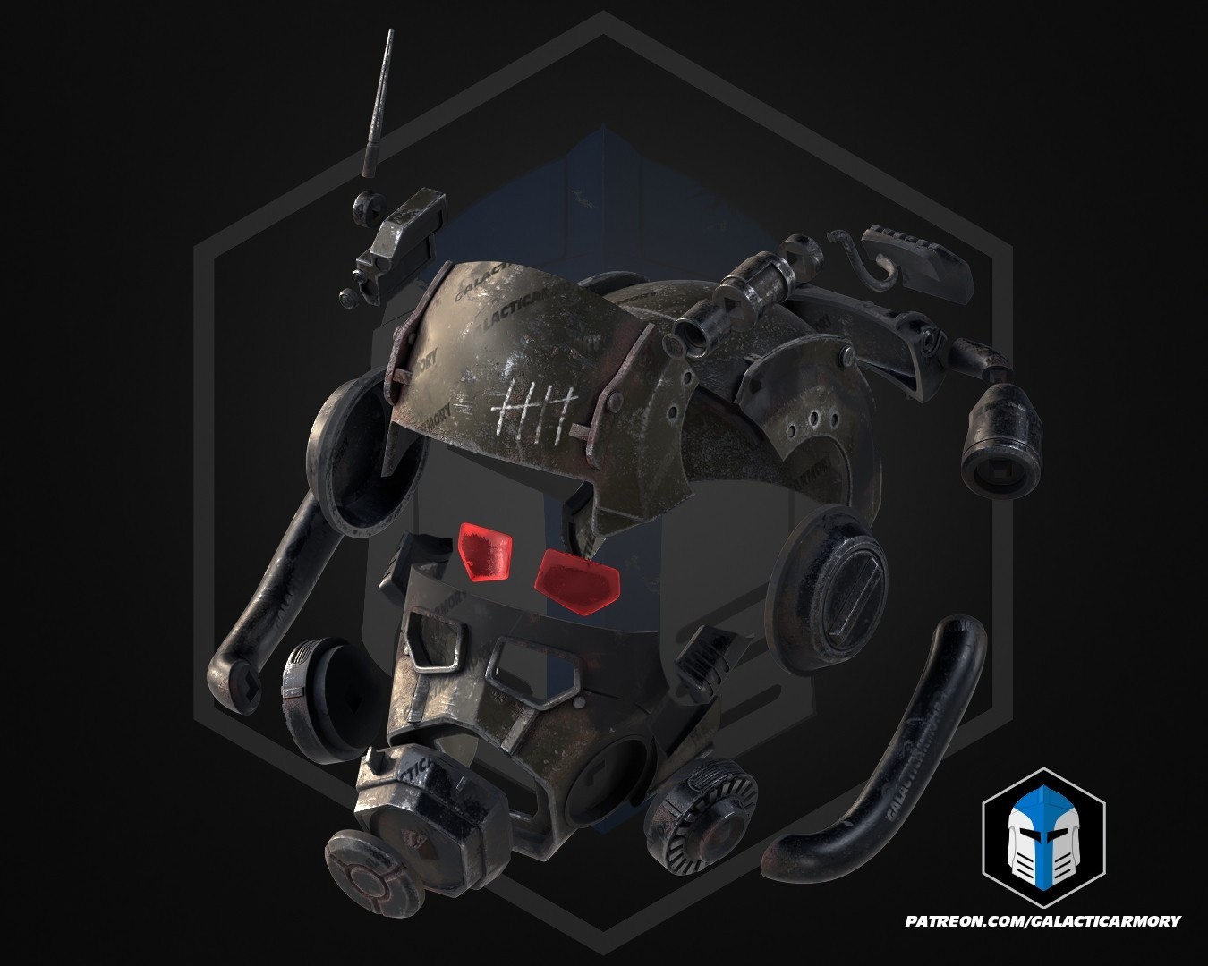 Fallout NCR Power Armor Helmet 3D Printed DIY Cosplay Prop – Raw Kit Unfinished