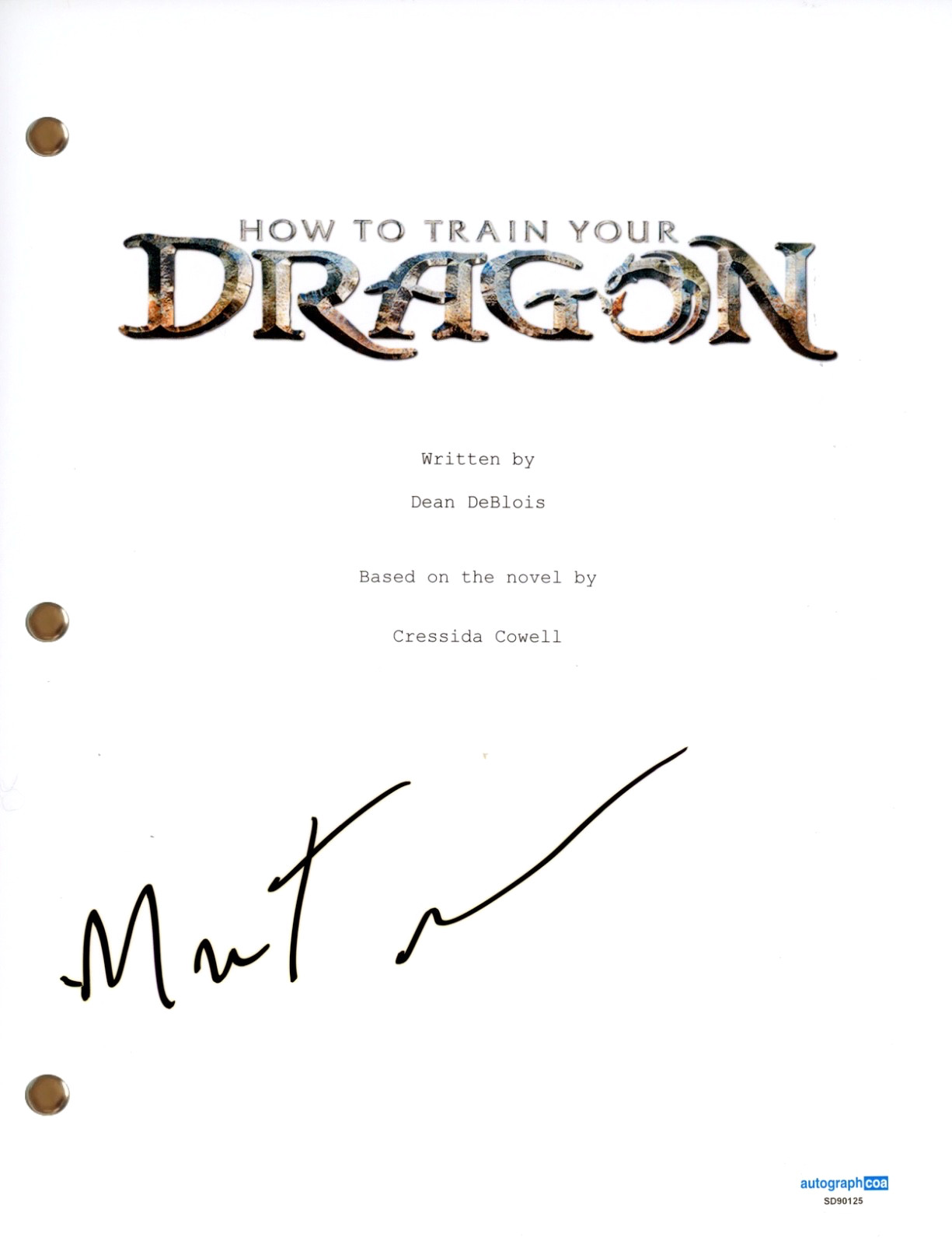 Mason Thames “How to Train Your Dragon” Signed Autograph Movie Script ACOA