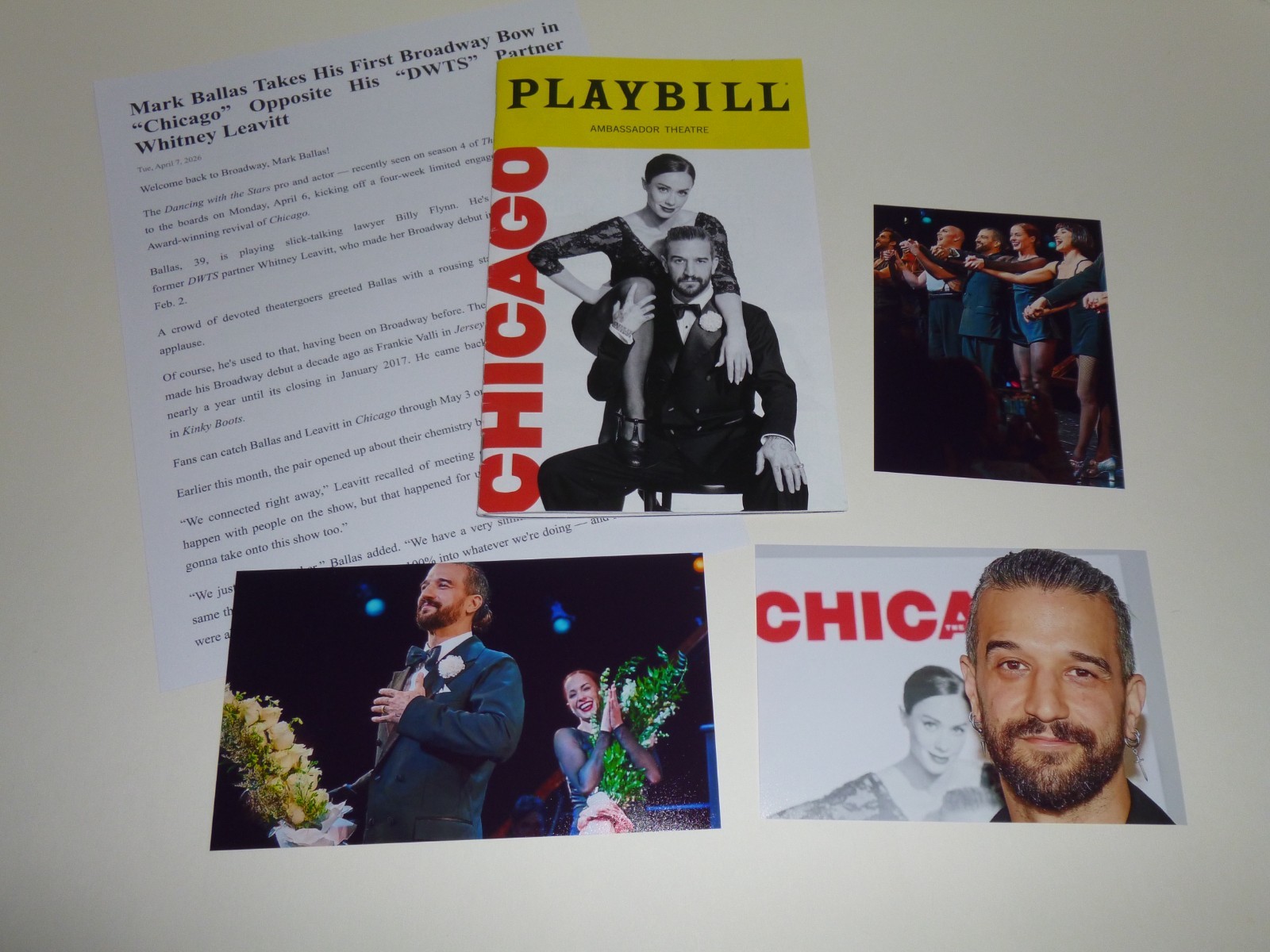 MARK BALLAS & WHITNEY LEAVITT Chicago Playbill & More DANCING WITH THE STARS