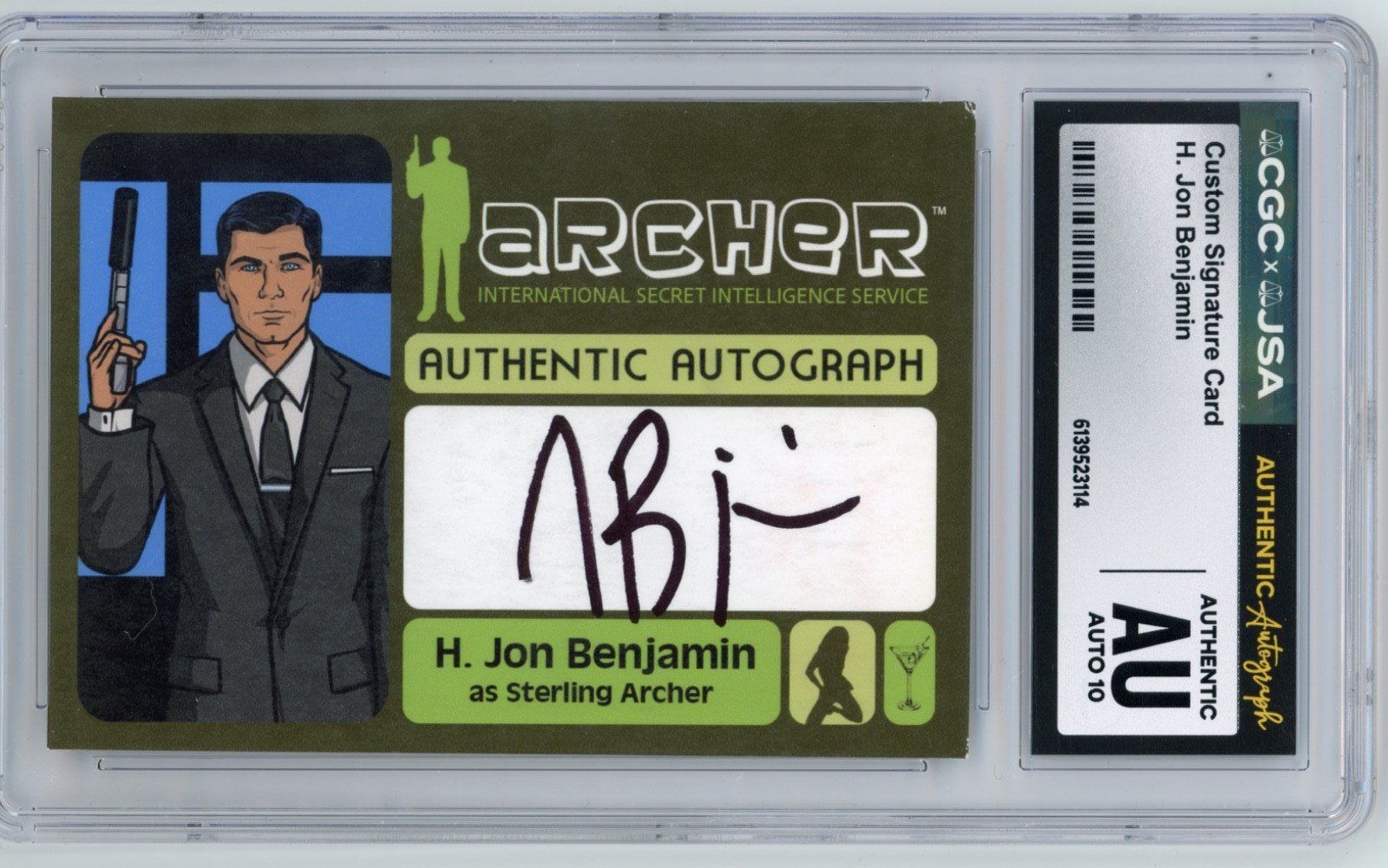 H Jon Benjamin Signed Custom Sterling Archer Signature Card JSA CGC Auto 10