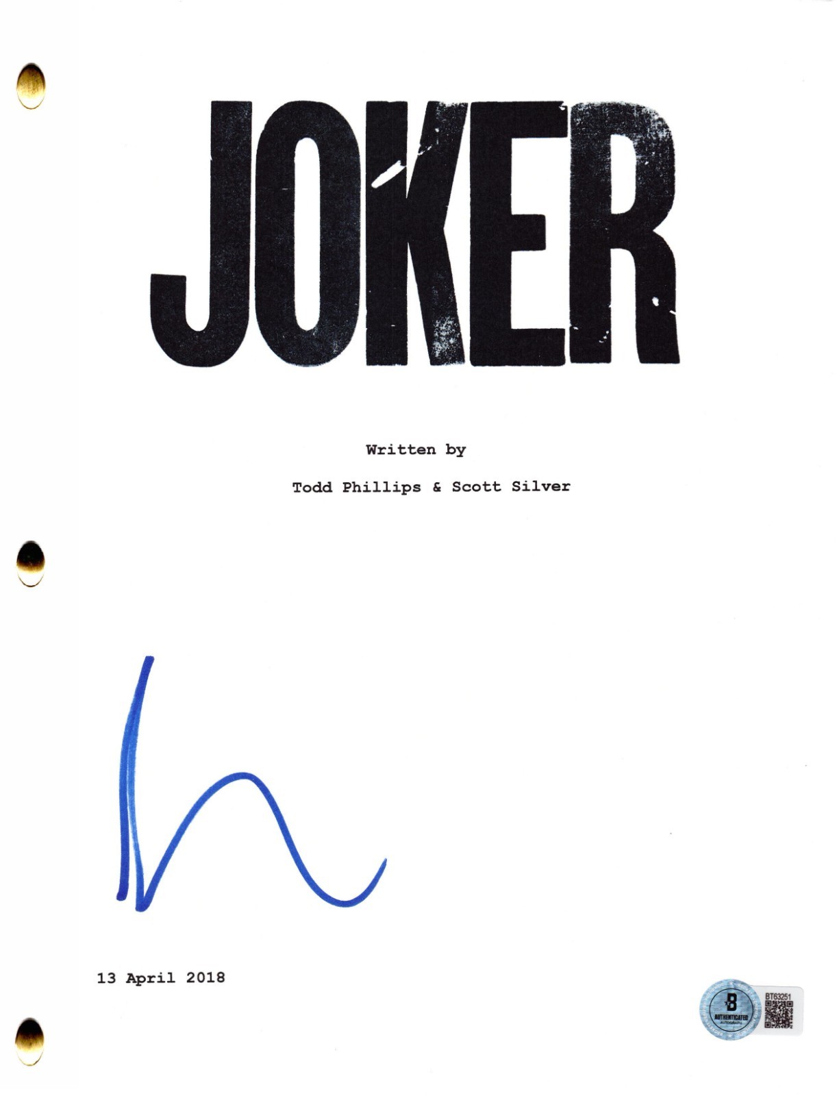 Joaquin Phoenix Signed Joker Full Script Authentic Autograph Beckett