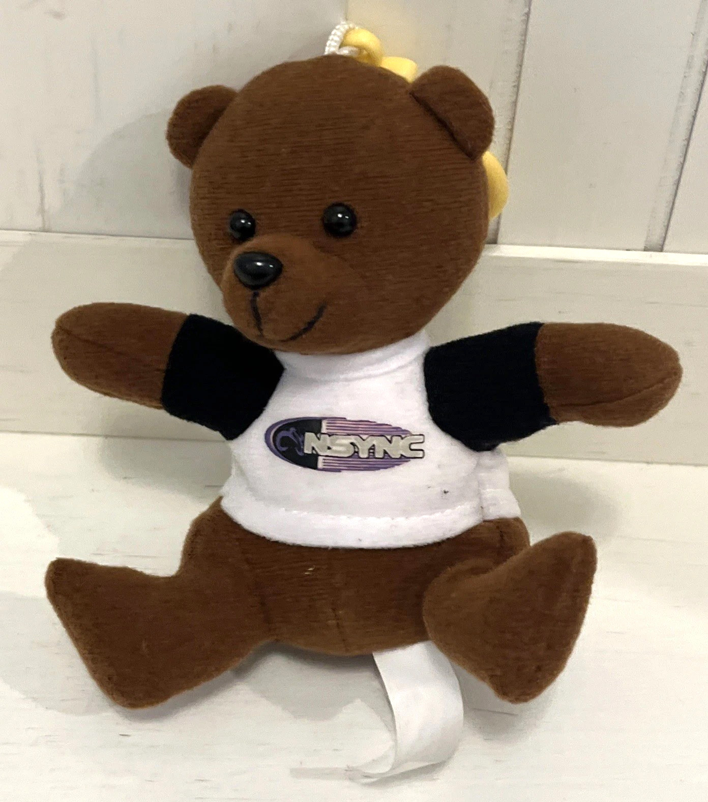 Vintage NSYNC Mini Teddy Bear Plush Brown Clip Keychain Hook 5” Good Condition