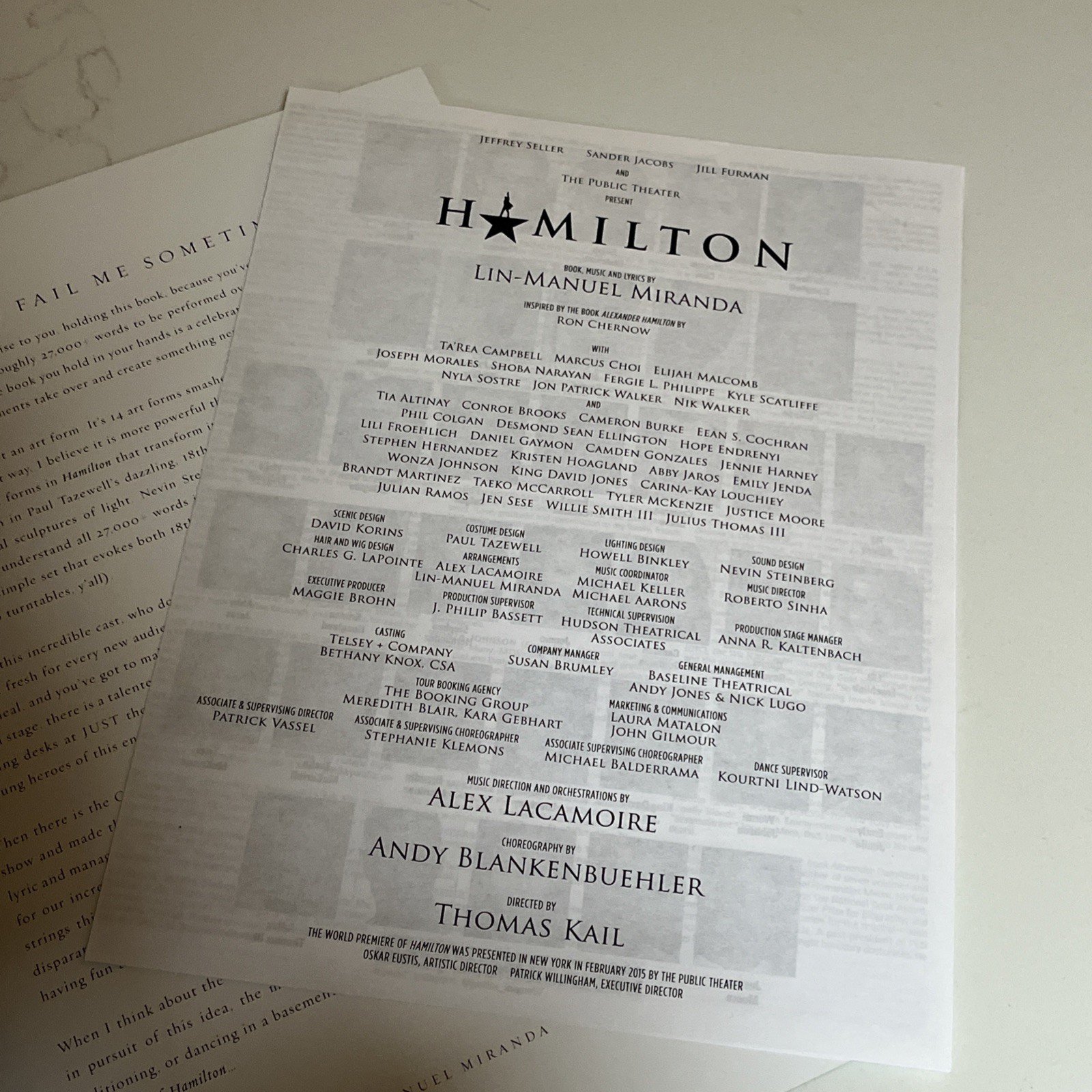 HAMILTON Souvenir Program Book Official 2018