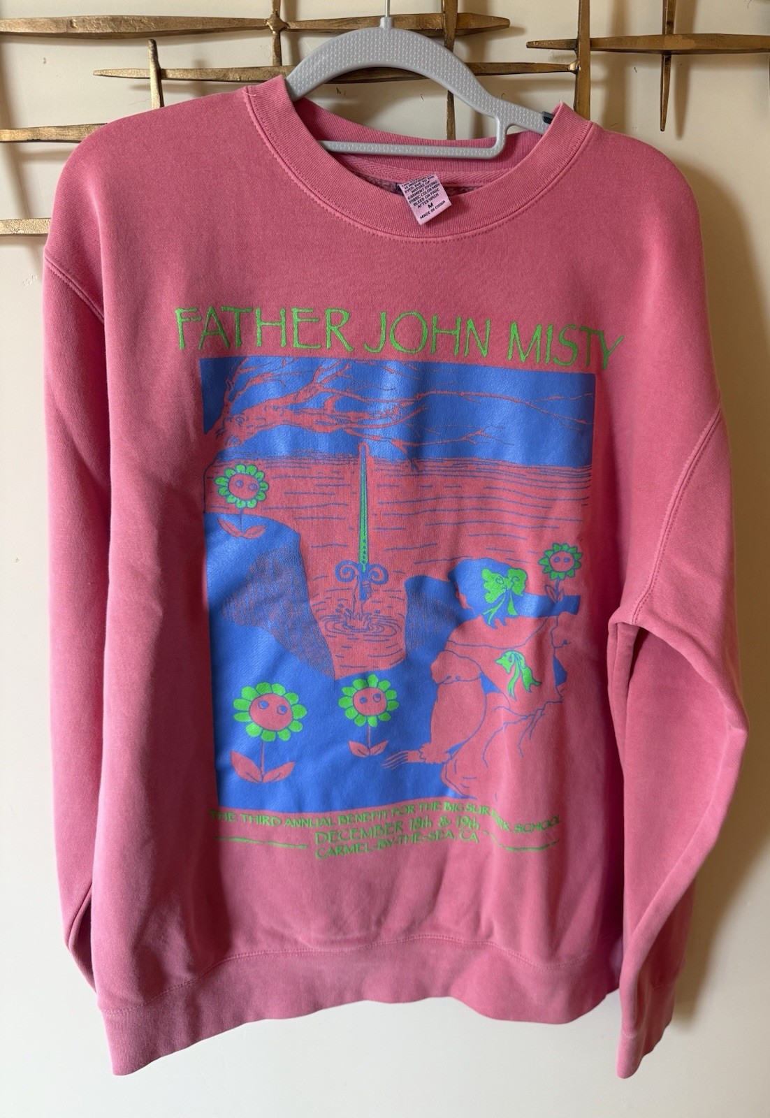Father John Misty Big Sur 25 Pink Sweatshirt Crewneck Size M