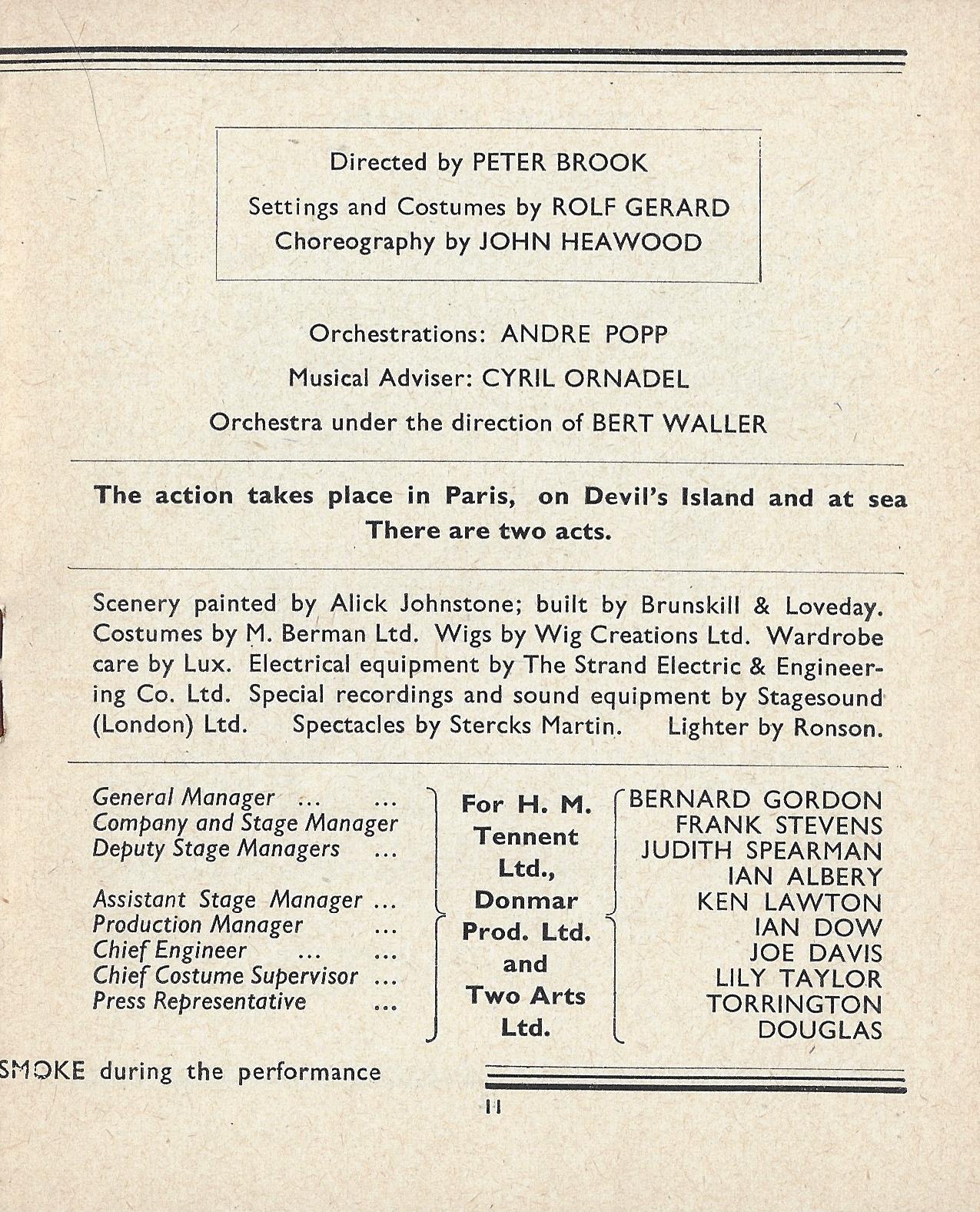 Elizabeth Seal “IRMA LA DOUCE” Keith Michell ’58 English Premiere Tryout Program