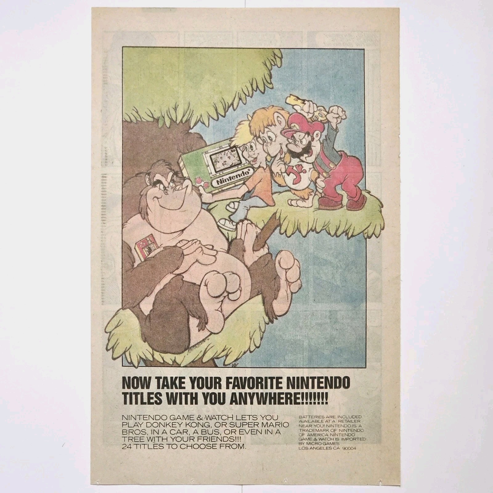 Vintage 1988 Nintendo NES Video Game Watch Print Ad Donkey Kong Super Mario Bros