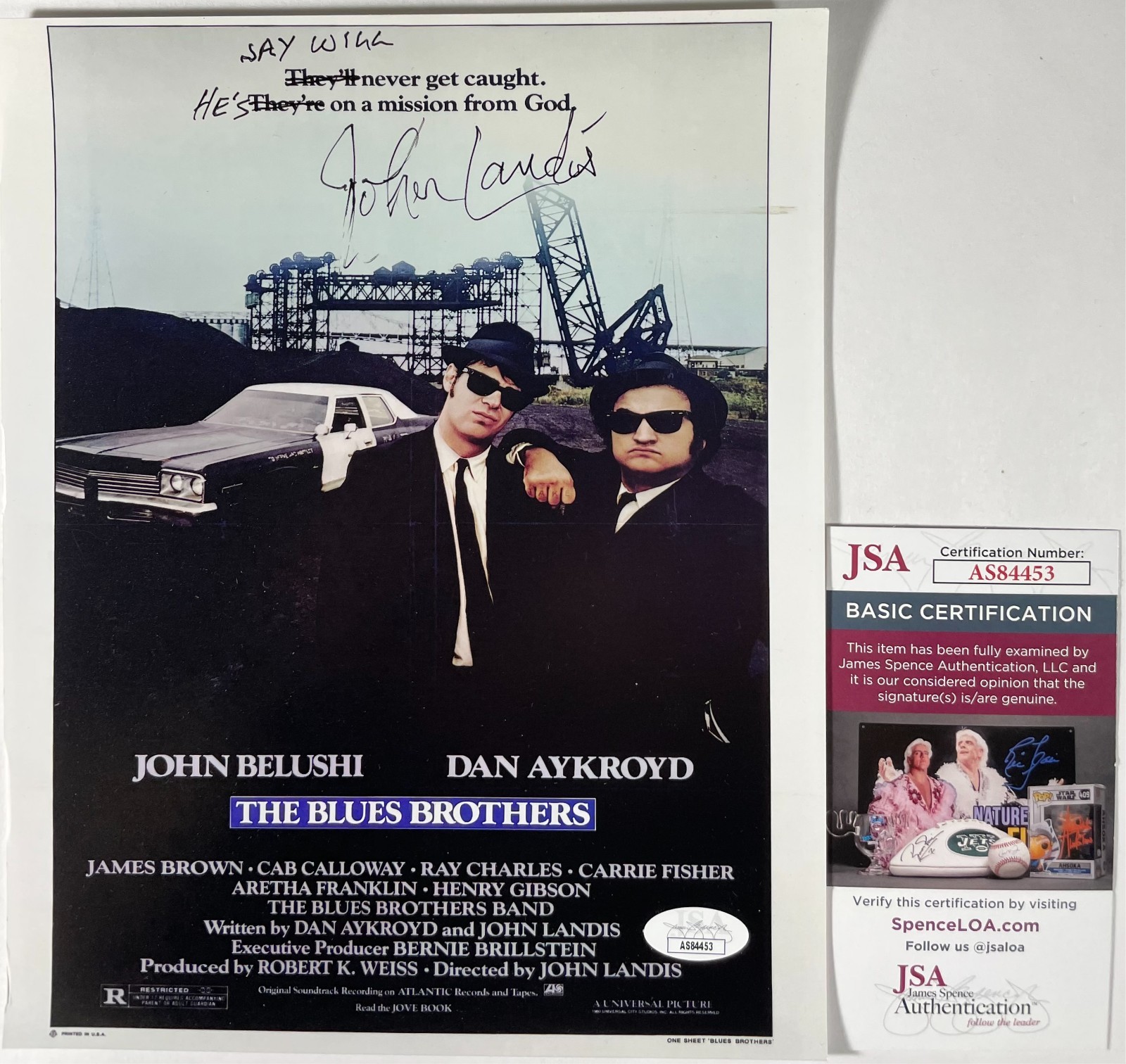 John Landis Signed The Blues Brothers 8×10 Mini Movie Poster Autograph JSA COA