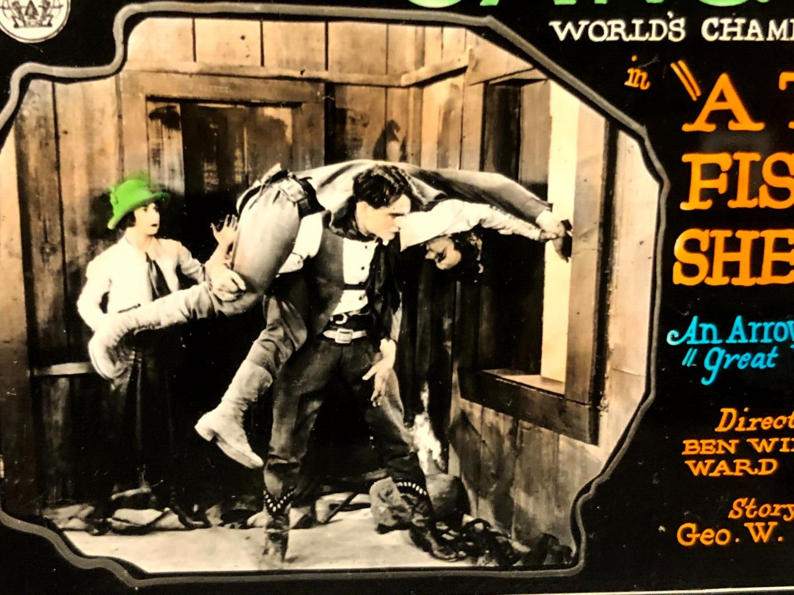 Yakima Canutt Two Fisted Sheriff Very Rare Magic Lantern Glass Movie Slide ’25