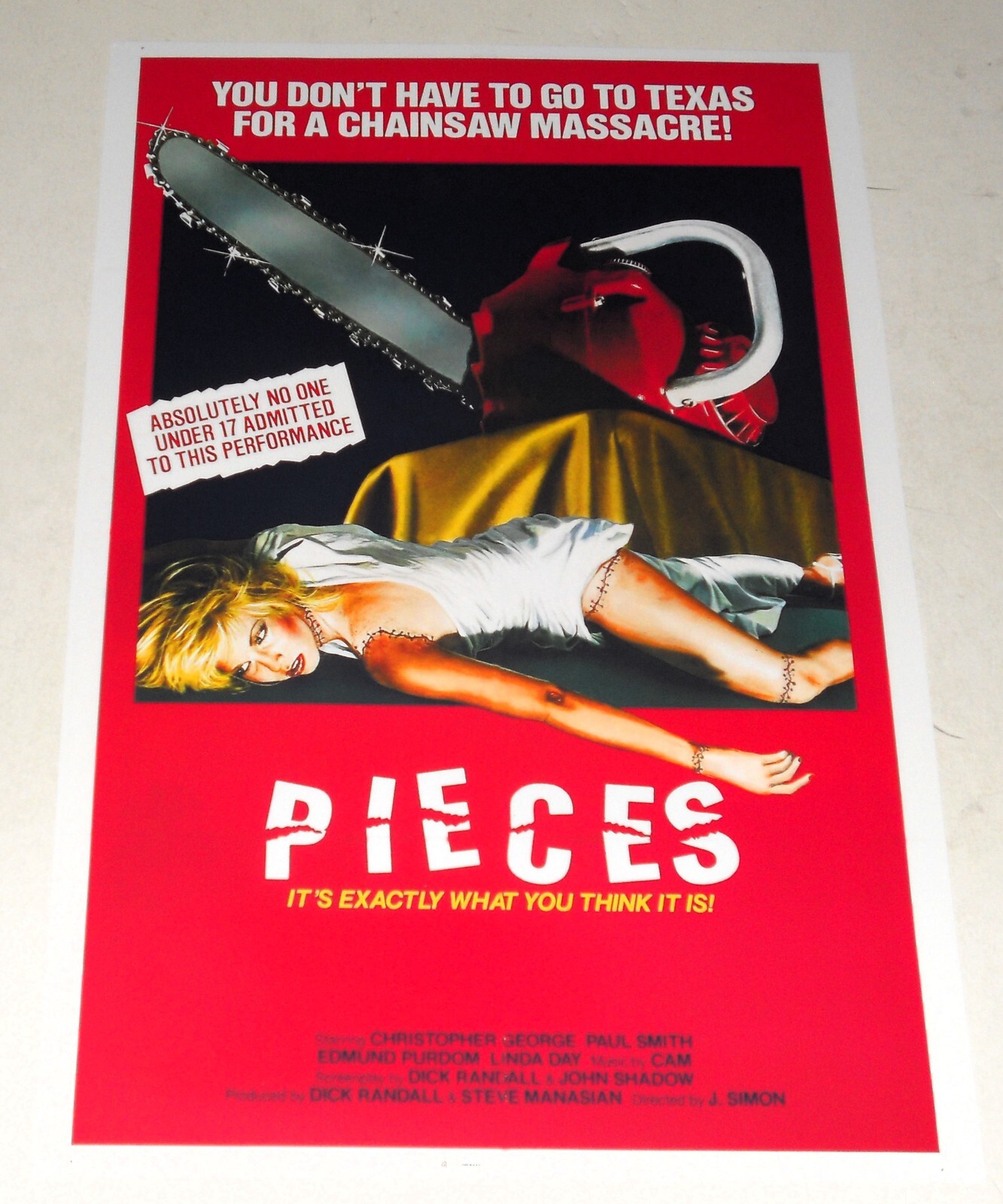 Pieces (The Night has 1,000 Screams) 1982 Horror Cult Film Poster 19″x13″