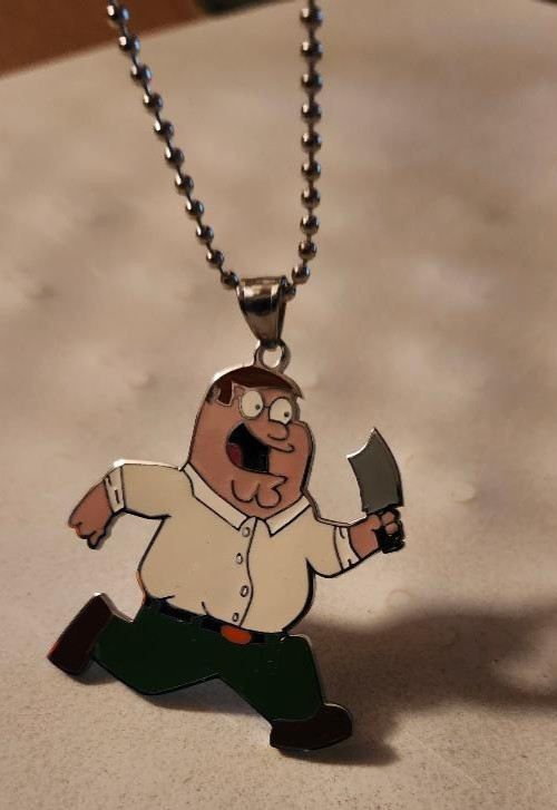 MIP-Hatchetman Family Guy Peter Griffin pendant with a 30 inch ball chain