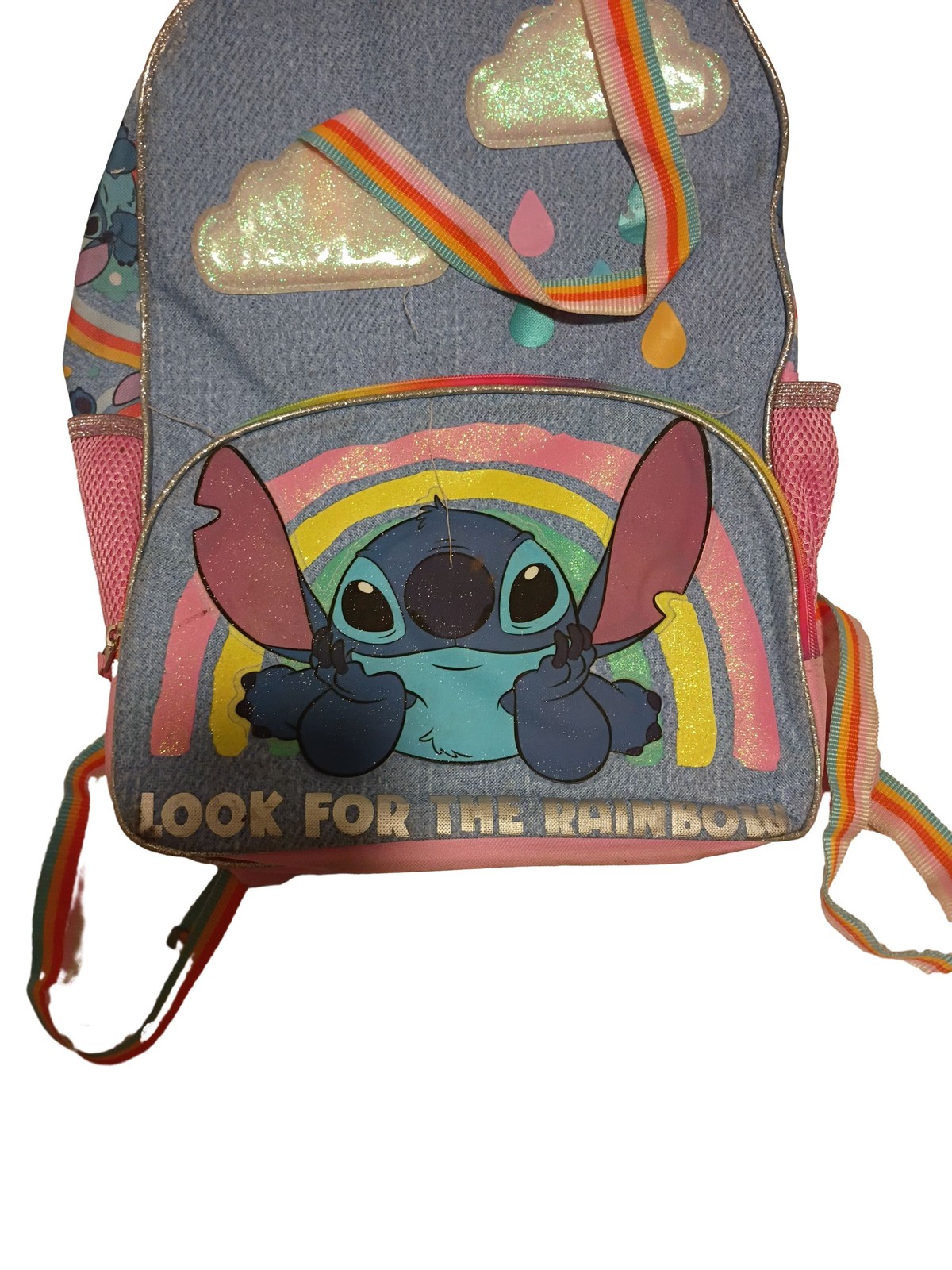 Disney Lilo & Stitch Rainbow Clouds Denim Kids Mini Backpack