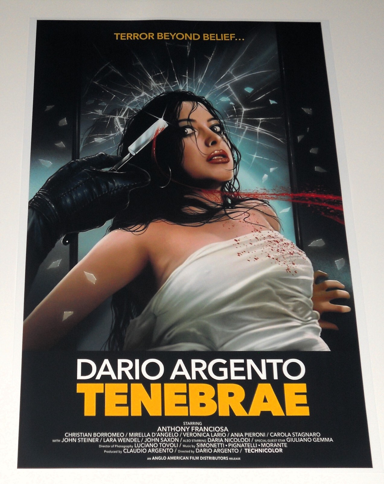 Tenebrae 1982 Italian Horror USA Dario Argento Giallo Cult Poster 19″x13″