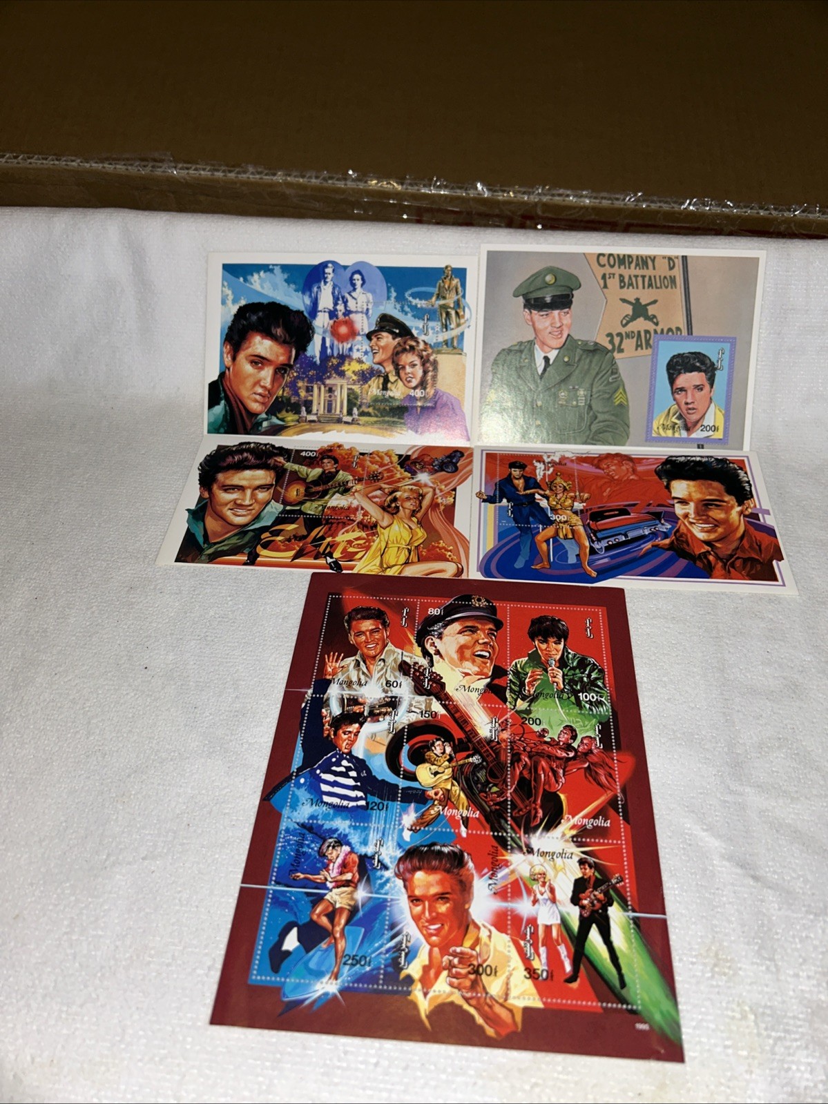 All 5 Pc Set Elvis Presley Limited Edition Postage Stamp Mongolia Army Family🎥