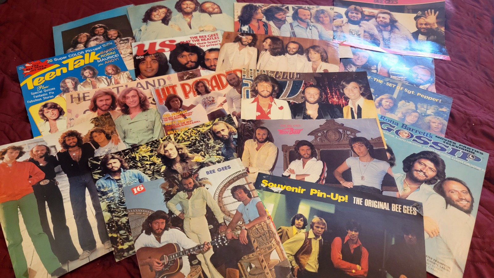 BEE GEES Lot of 70s Magazine Pin up Posters, Articles + R. Stone/Billboard Spec
