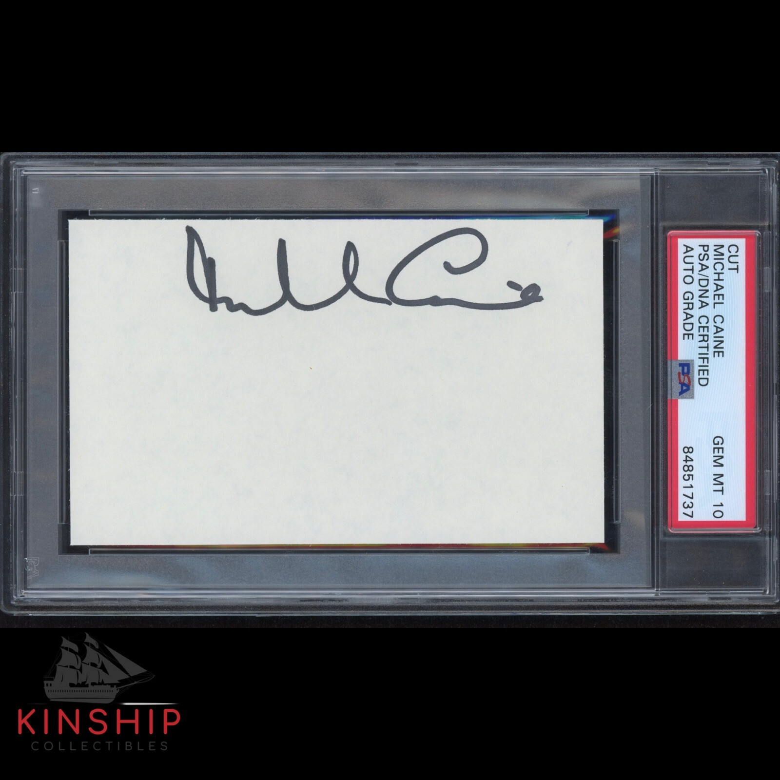 Michael Caine signed 3×5 Cut PSA DNA Slabbed Auto 10 Rare Actor Batman C1459