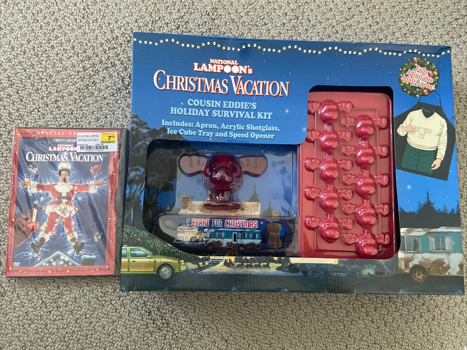 Christmas Vacation Cousin Eddie’s Holiday Survival Kit New With DVD NIB Apron