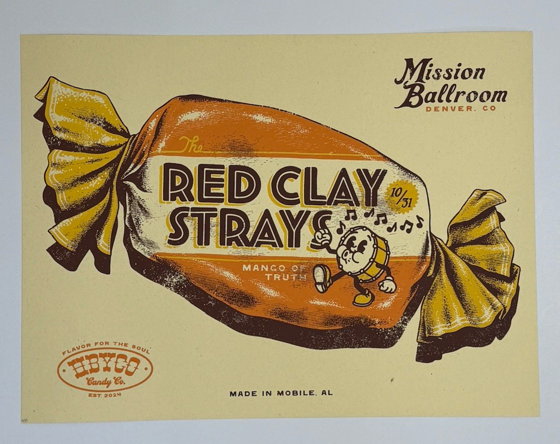 The Red Clay Strays Poster Mission Denver 10/31/24 Silkscreen #’d Show Edtn X/75