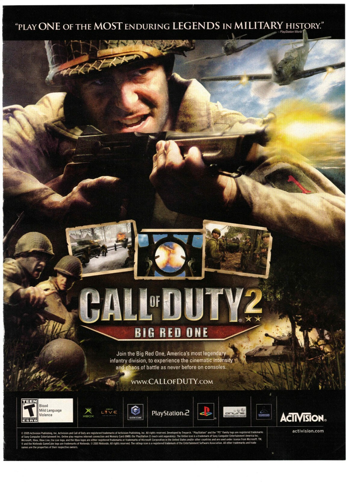 Original Retro 2005 Call of Duty 2 PS2 Gamecube XBox video game print ad