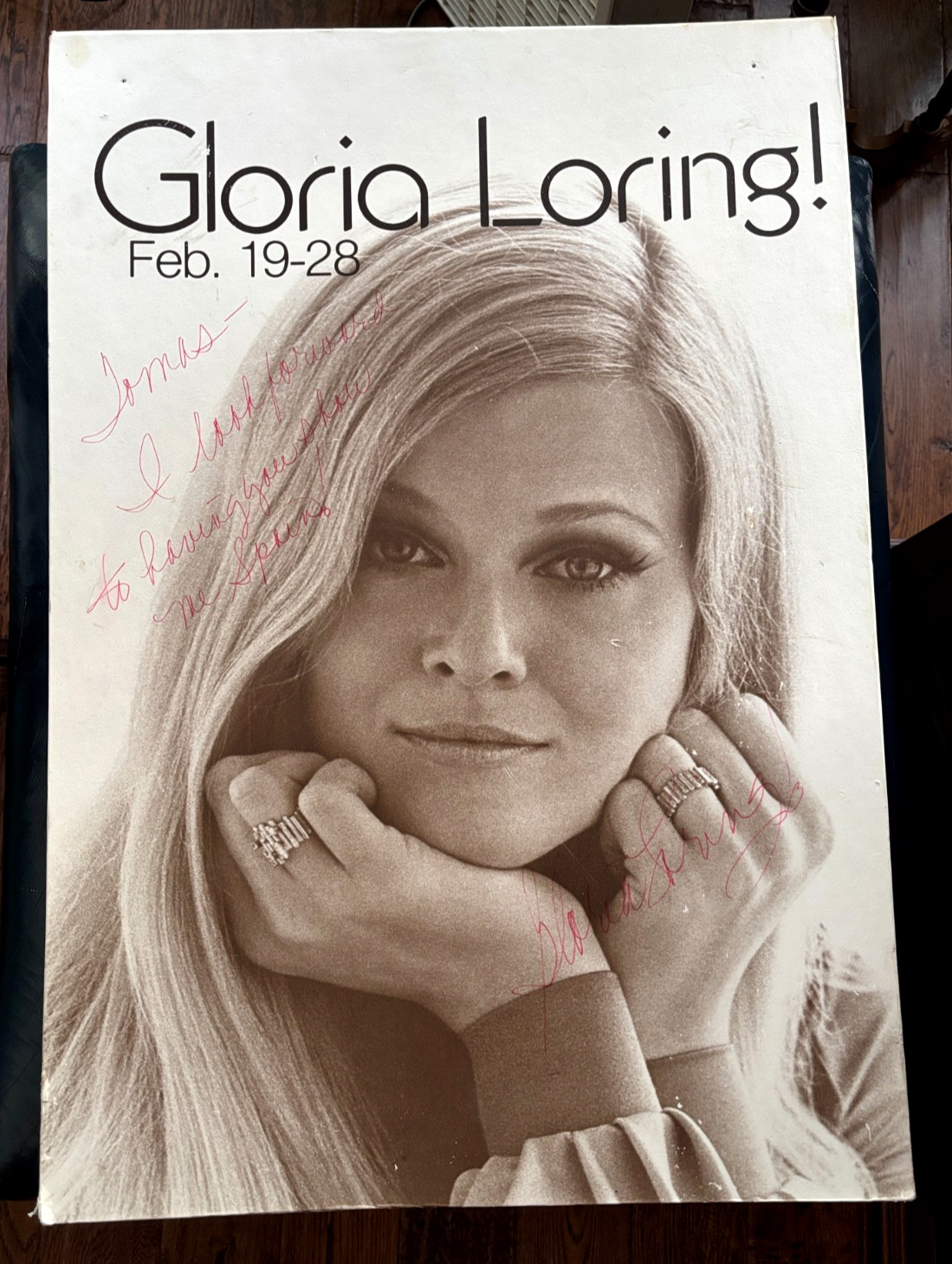 Gloria Loring Authentic Autographed Signed Promo Poster on Board 28″x19″ Vintage